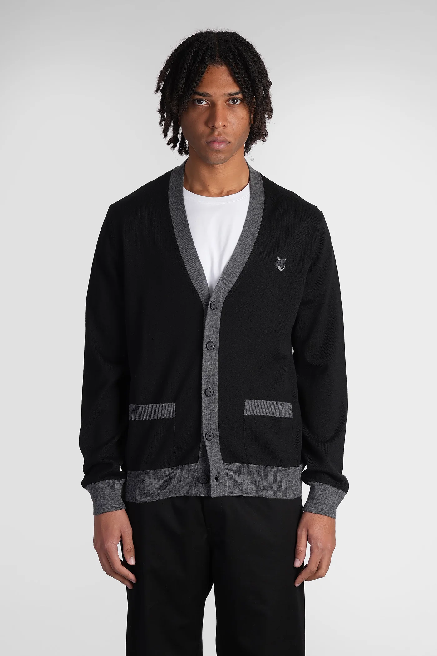 Cardigan in black wool