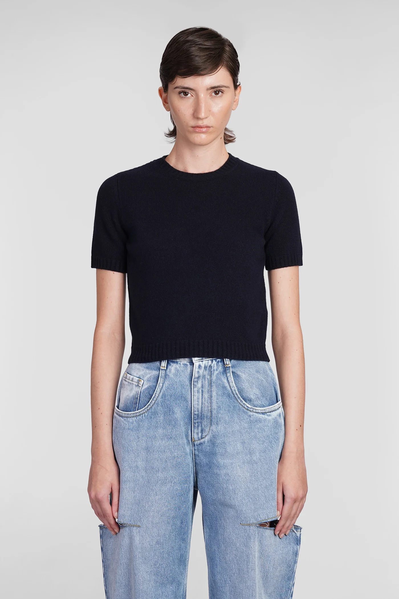 Knitwear in blue wool