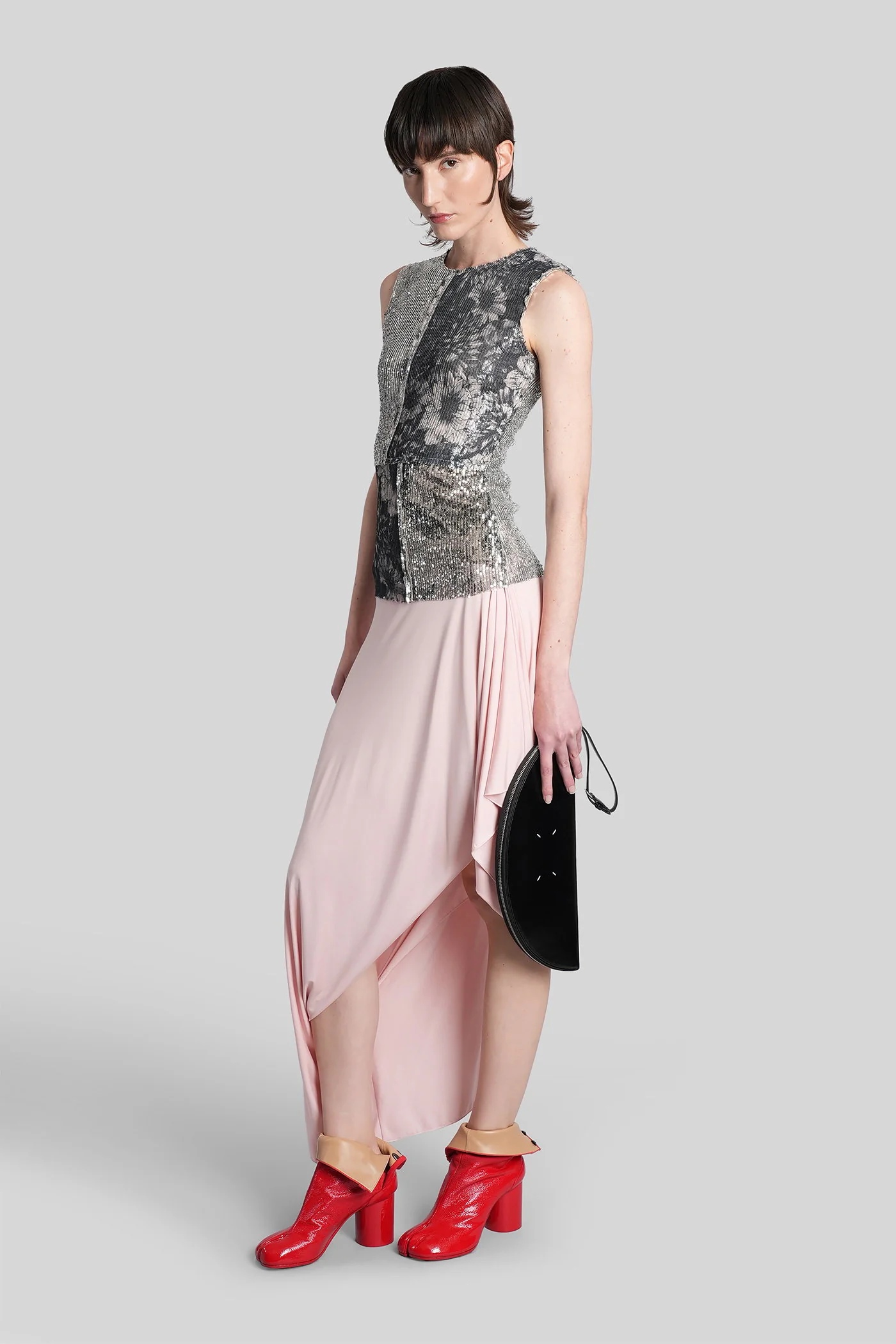 Skirt in rose-pink polyamide polyester - Image 2