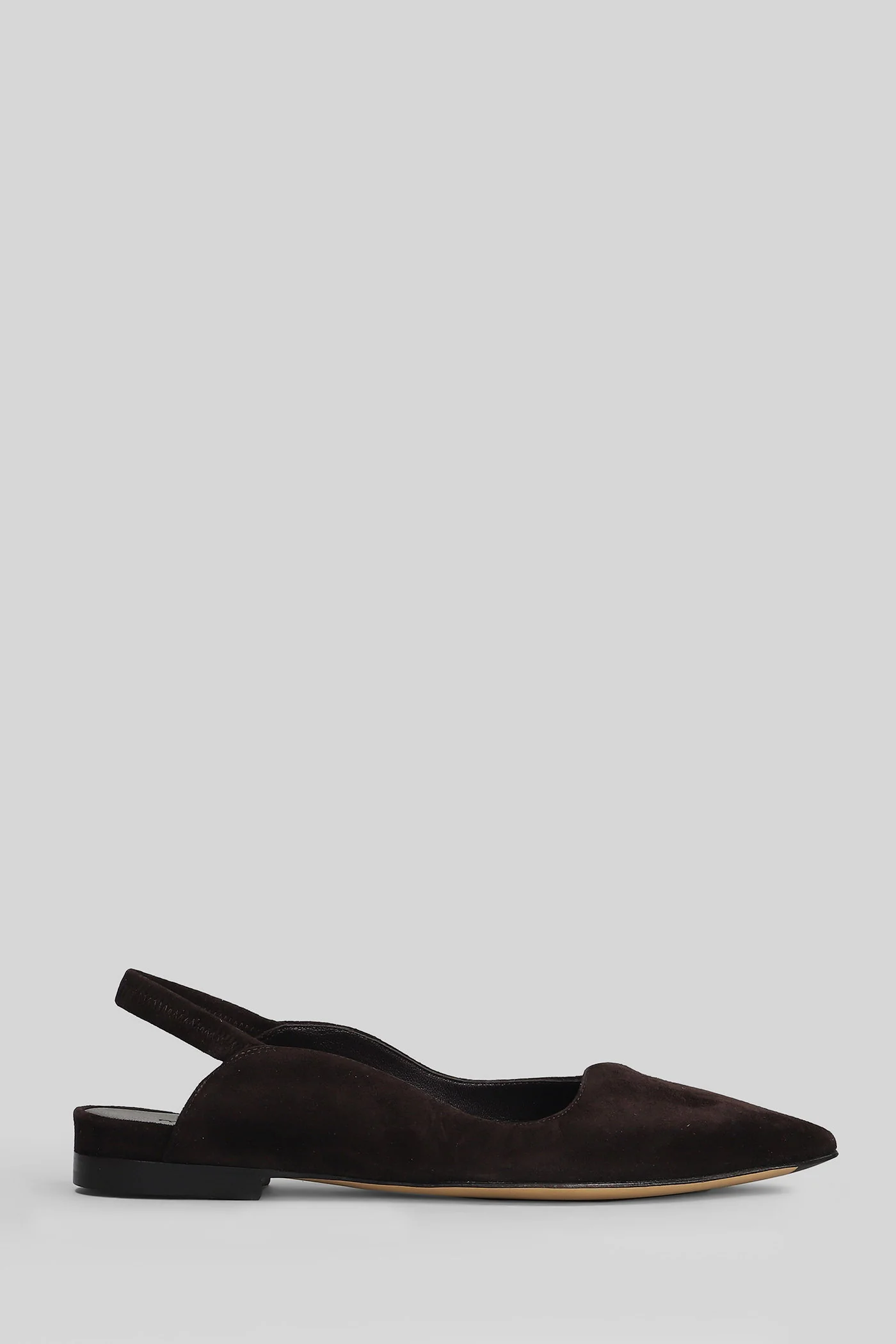 Ballet flats in dark brown suede