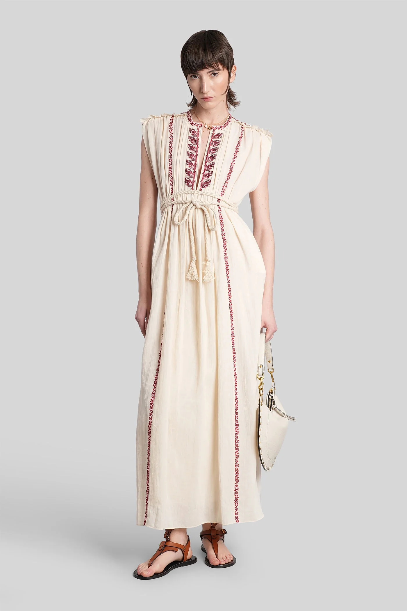 Liviane Long dress in beige cotton