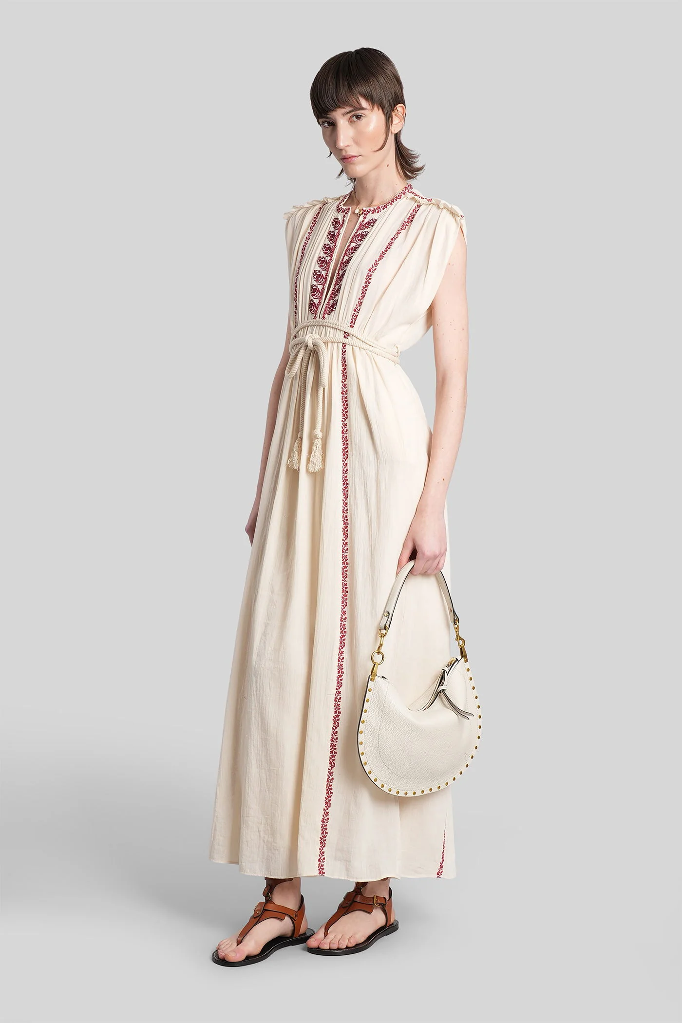 Liviane Long dress in beige cotton - Image 4