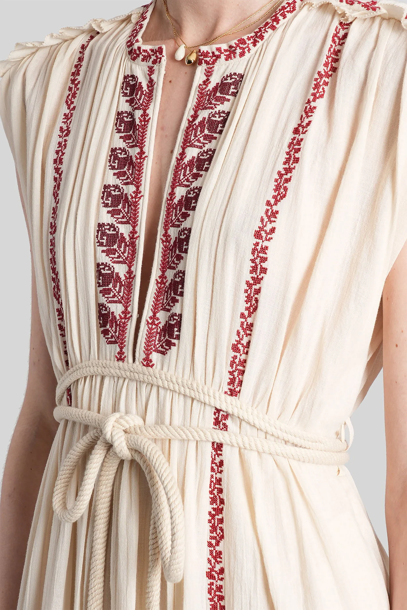 Liviane Long dress in beige cotton - Image 5