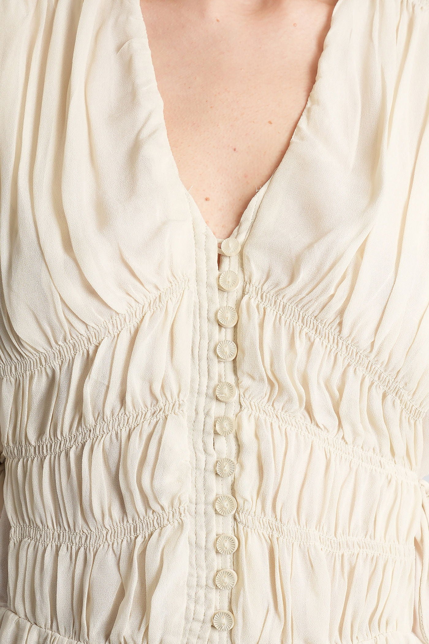 Loriena Long dress in beige viscose - Image 3