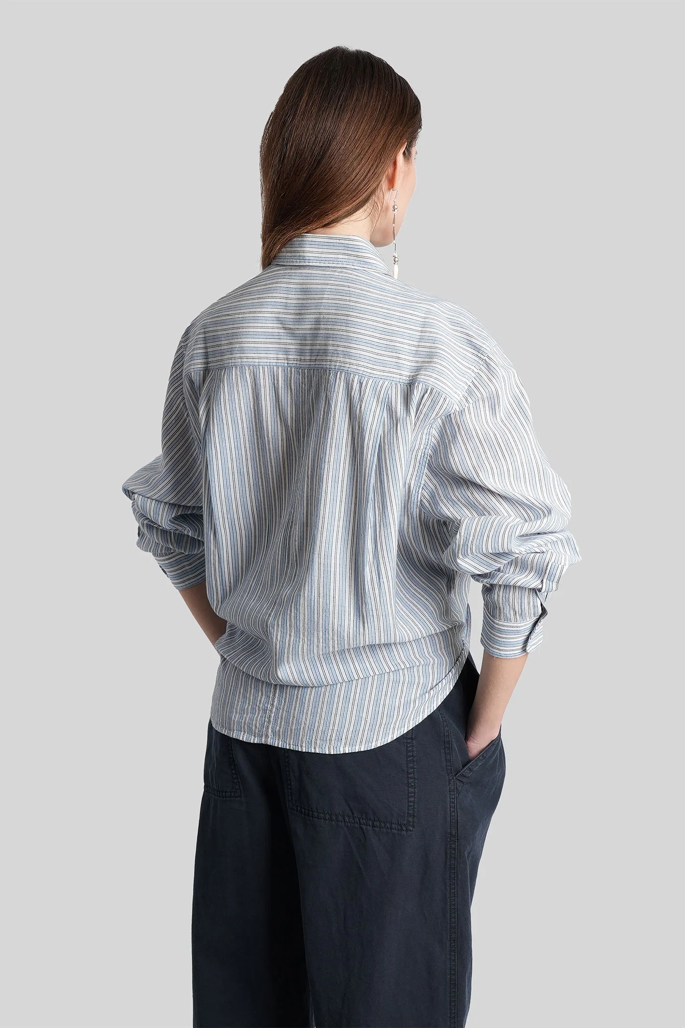 Nath Shirt in blue cotton - Image 3