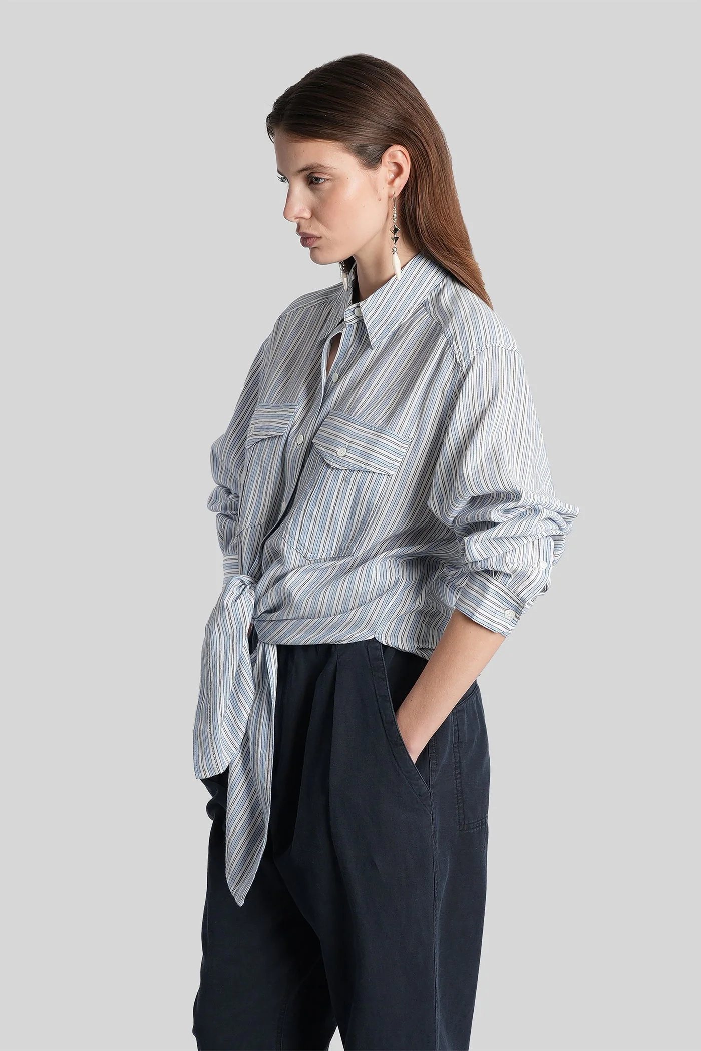 Nath Shirt in blue cotton - Image 4