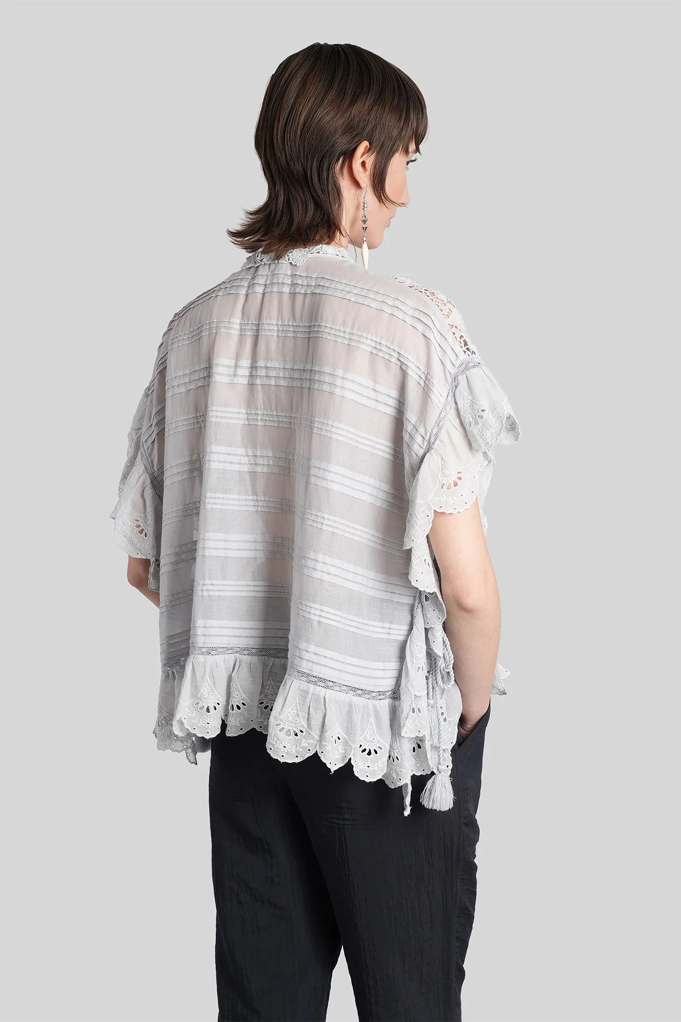 Payton Blouse in cyan cotton - Image 3