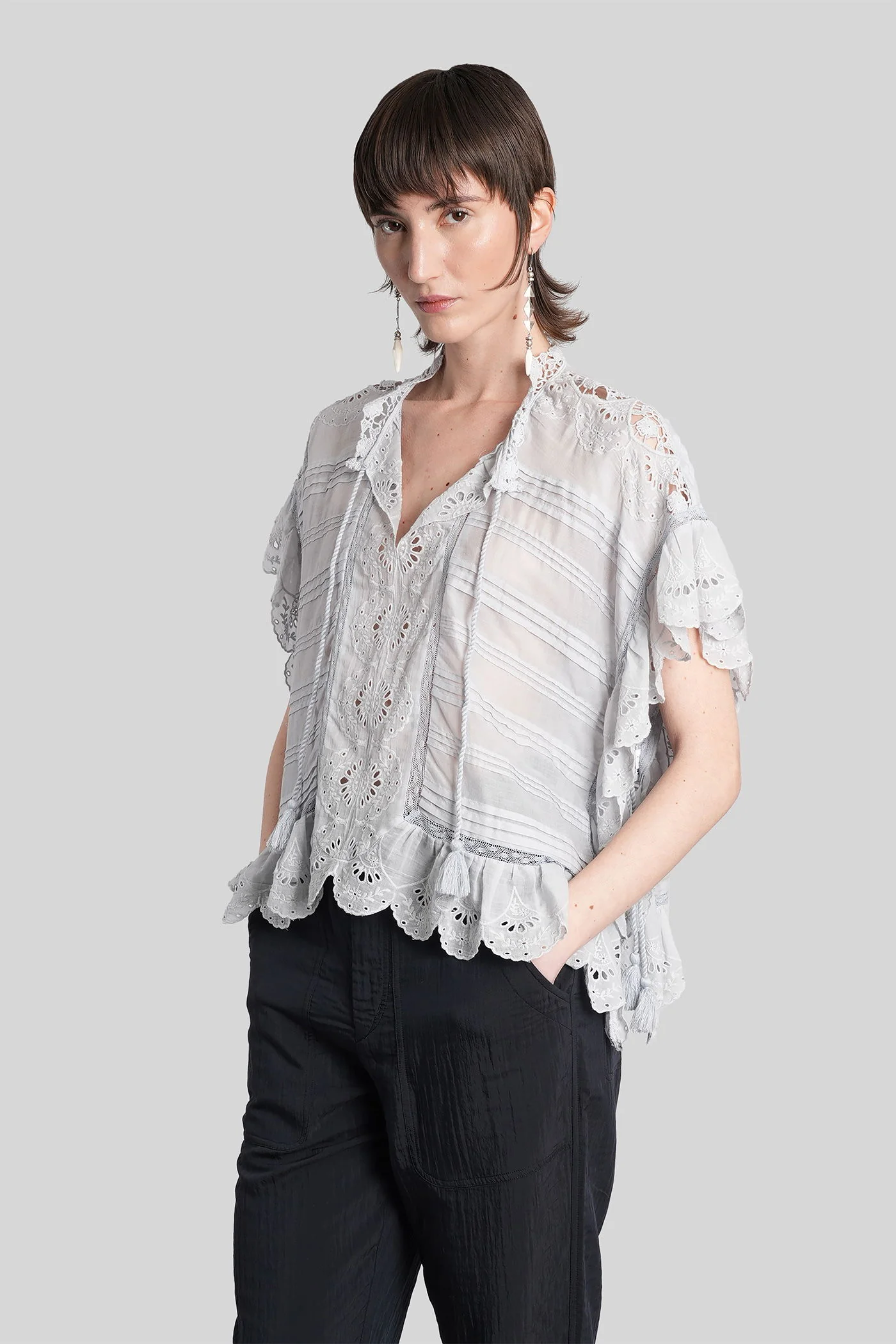 Payton Blouse in cyan cotton - Image 4