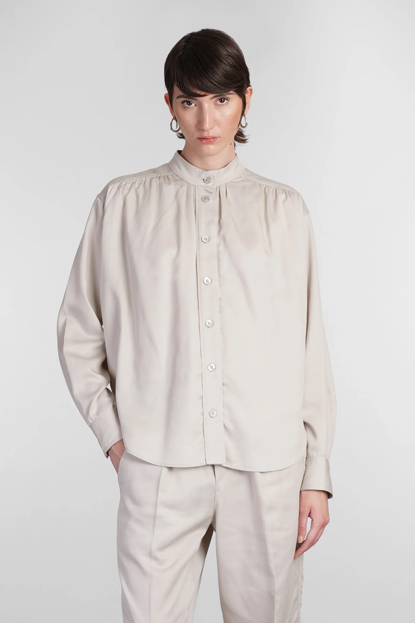 Violeta Shirt in beige wool and polyester