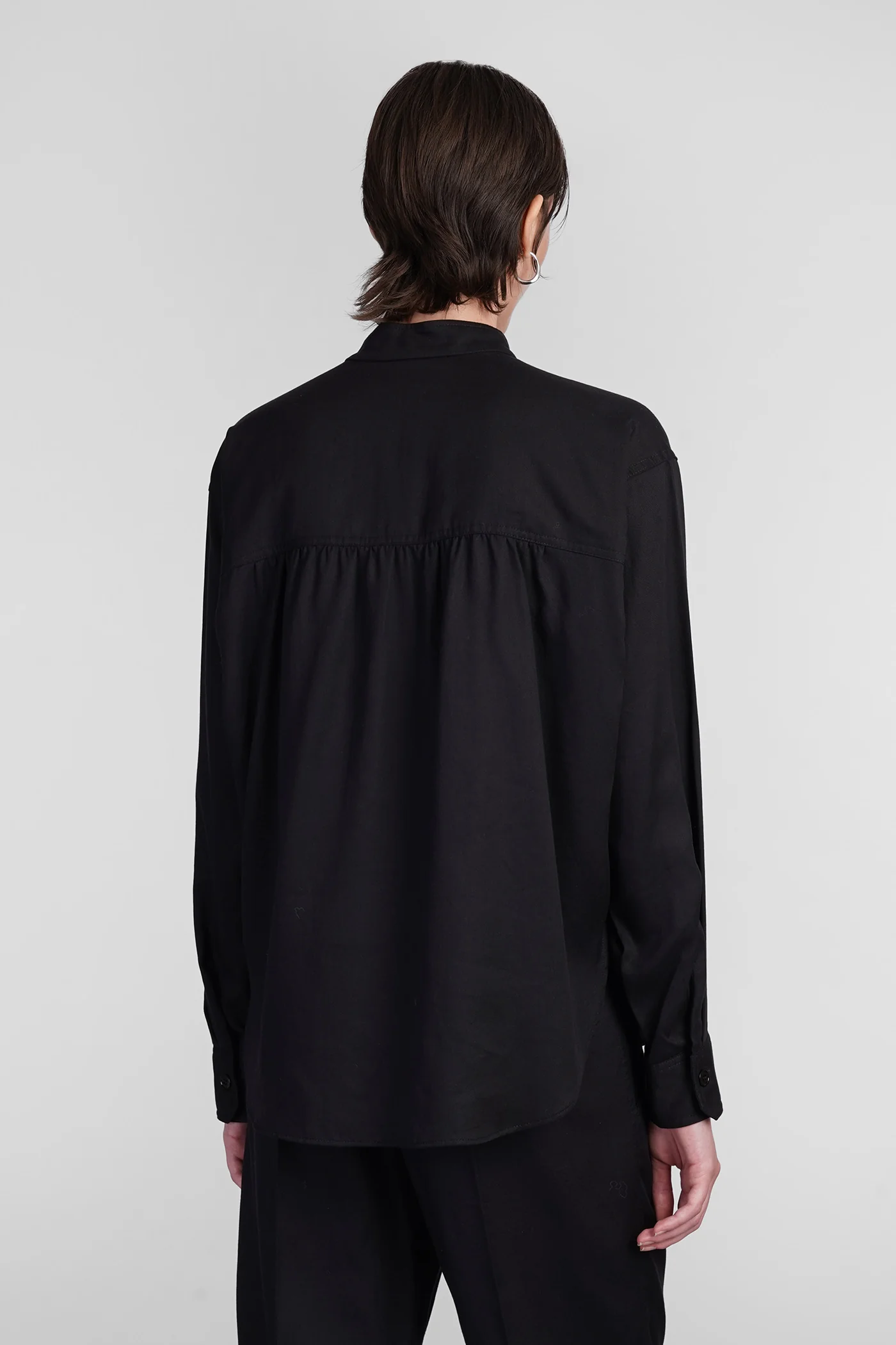 Violeta Shirt in black wool and polyester - Image 3
