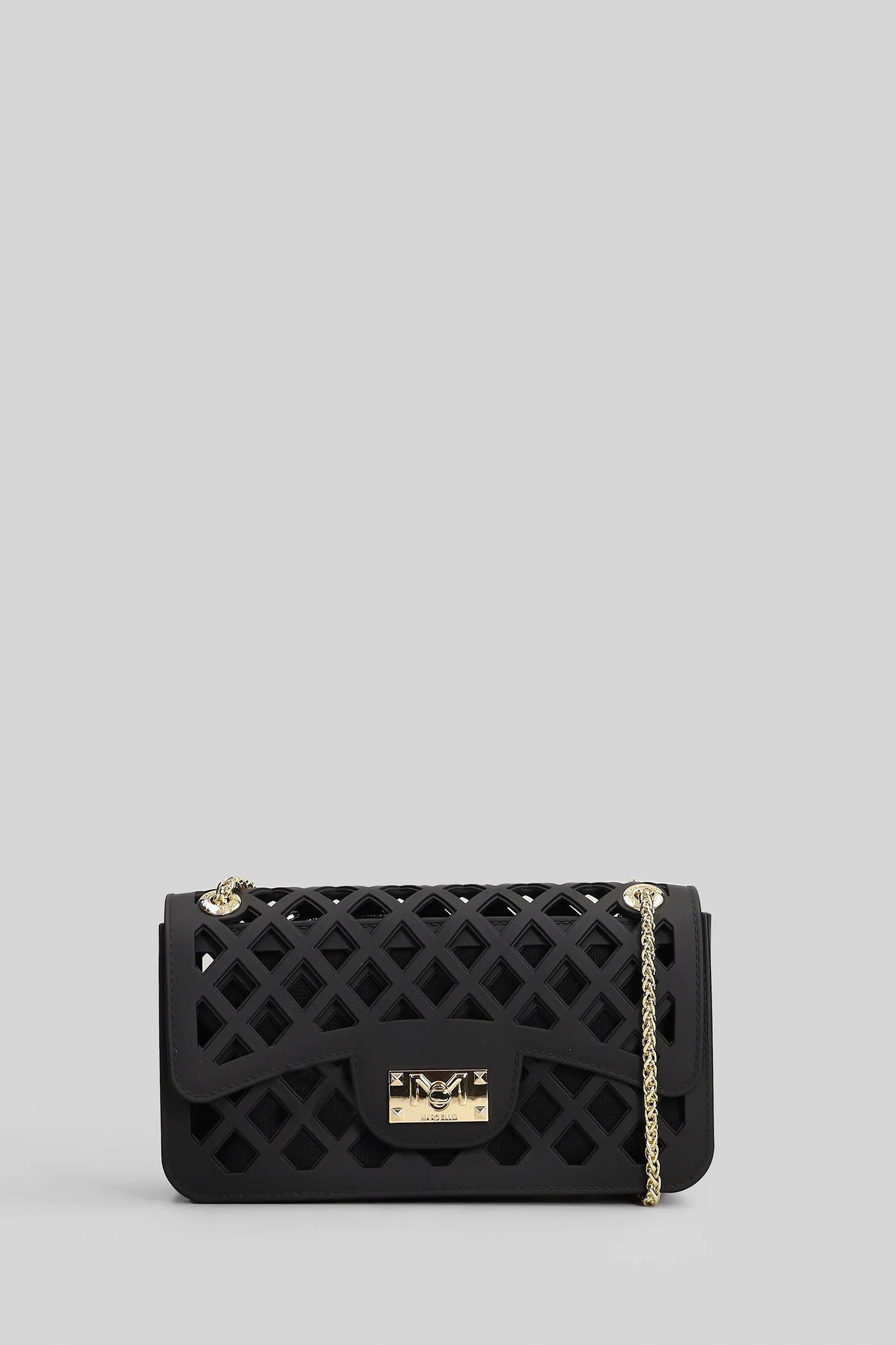 Flat Basket Shoulder bag in black Polyuretan