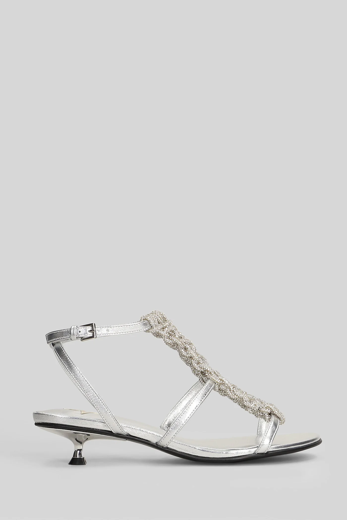 Sandals in silver leather