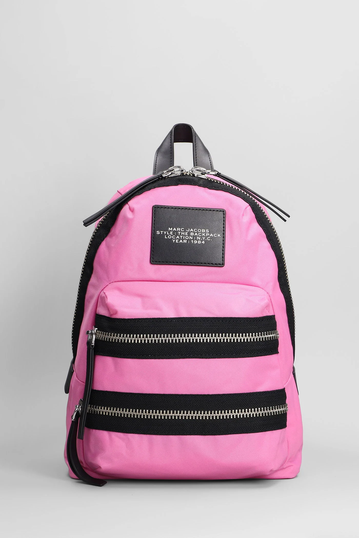 The medium backpack Backpack in rose-pink nylon