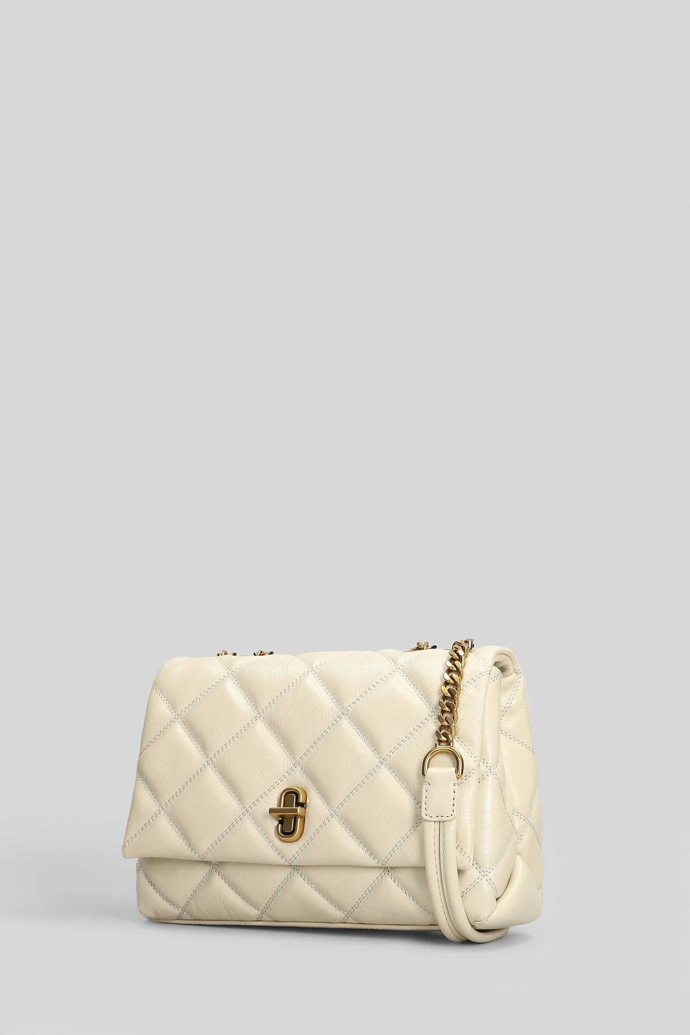 The slim dual chain Shoulder bag in white leather - Image 2