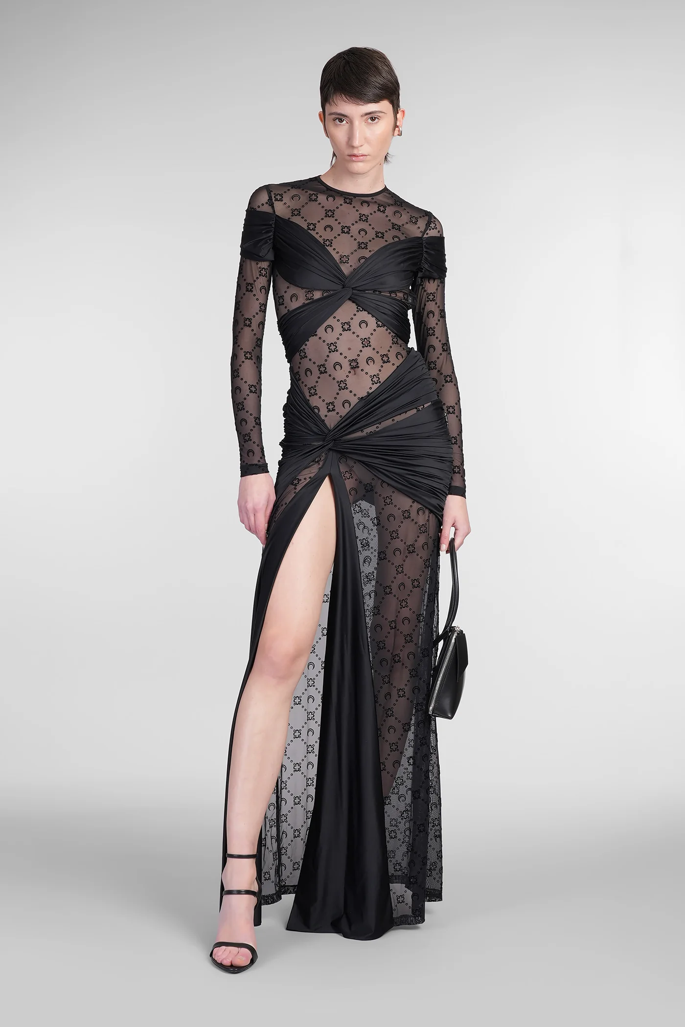 Dress woman  in black polyamide - Image 2