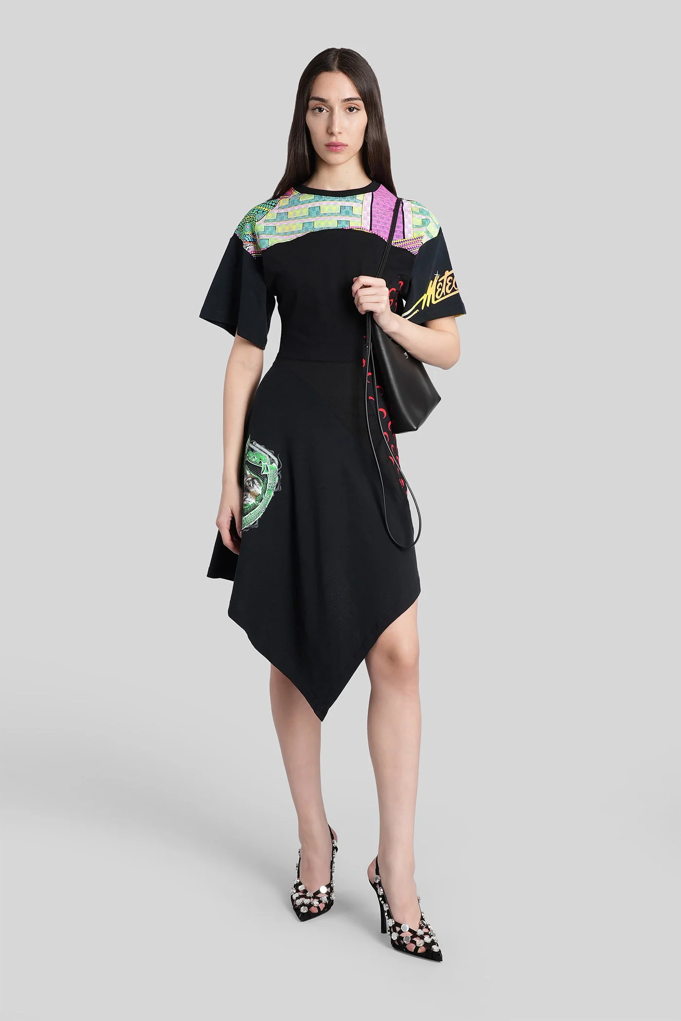 Long dress in black cotton