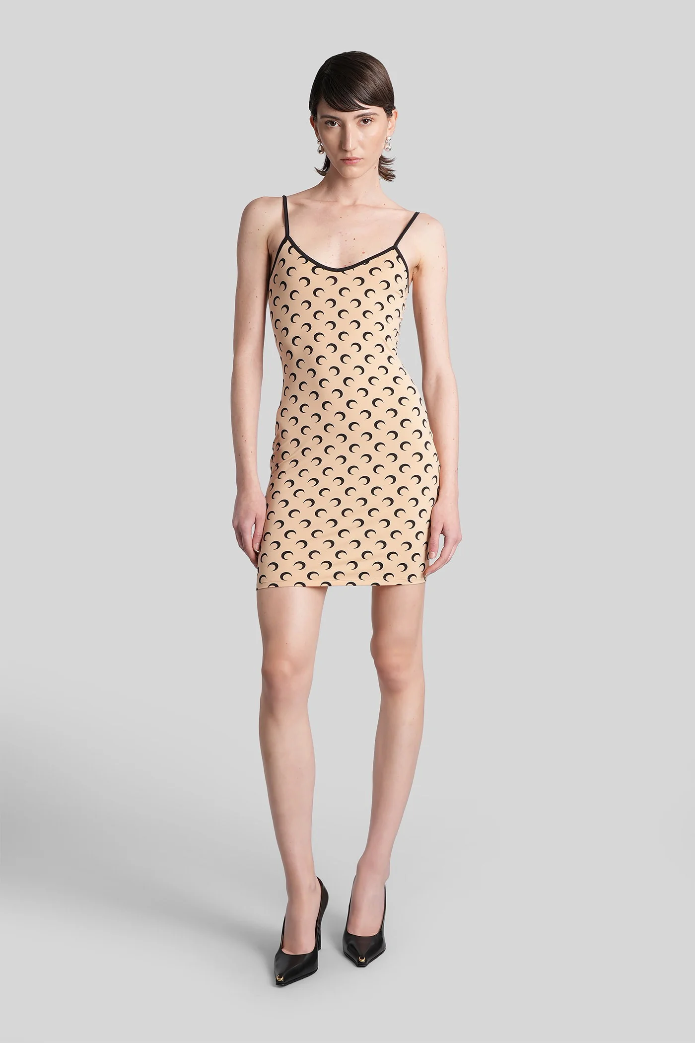 Mini dress in beige polyamide