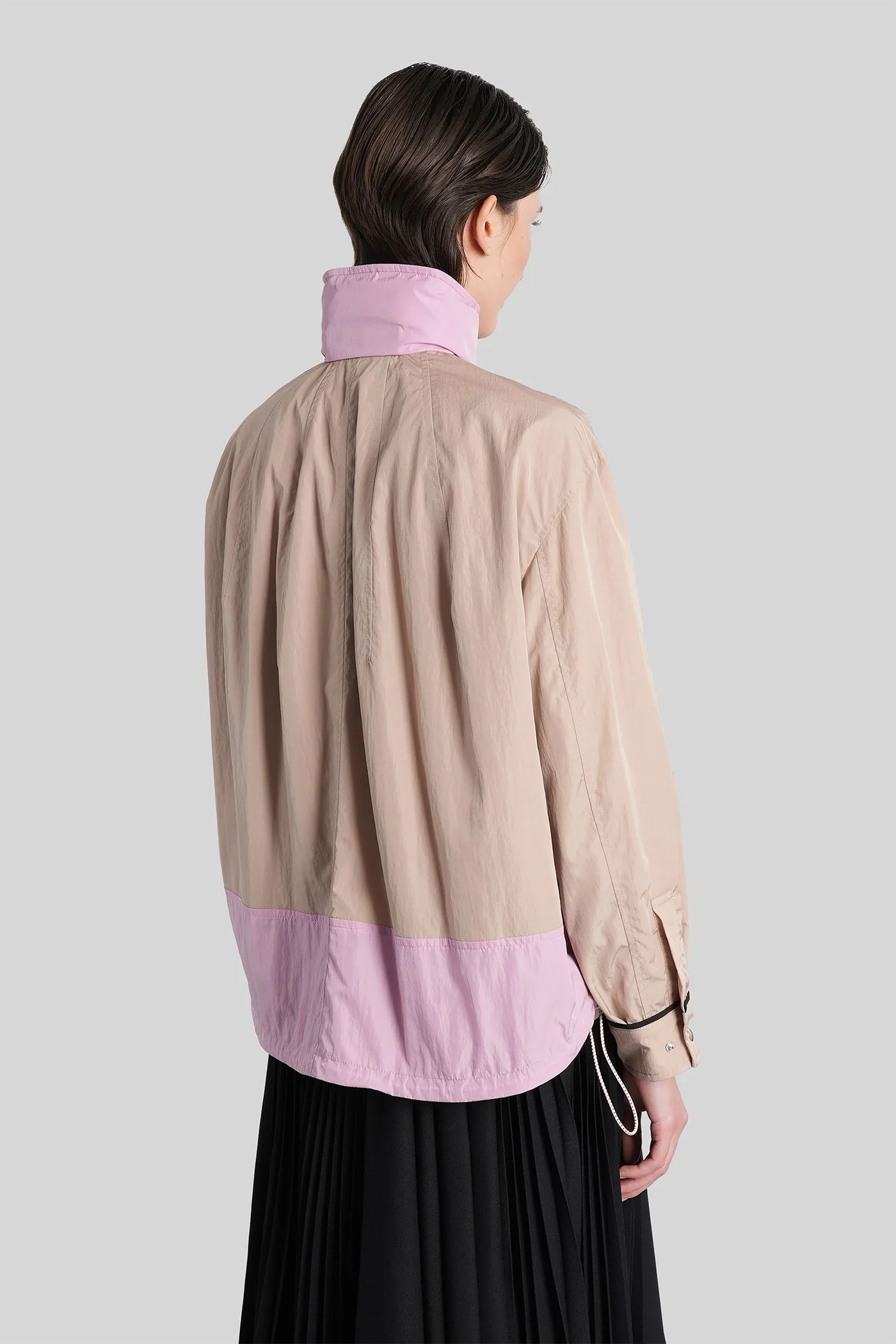 Casual jacket in taupe polyamide - Image 3