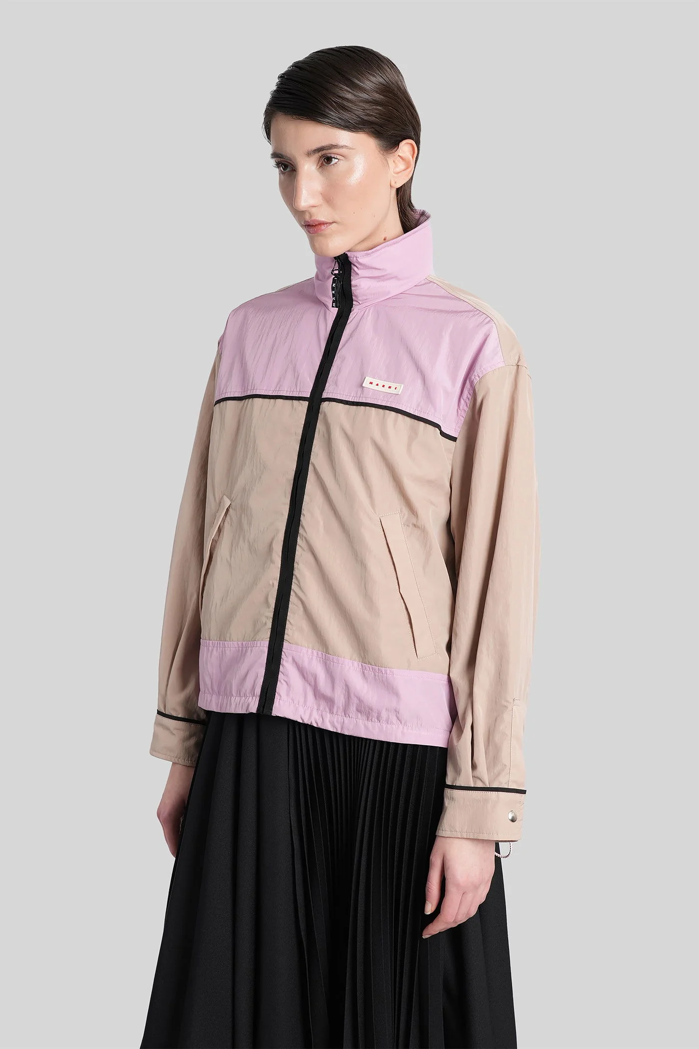 Casual jacket in taupe polyamide - Image 4