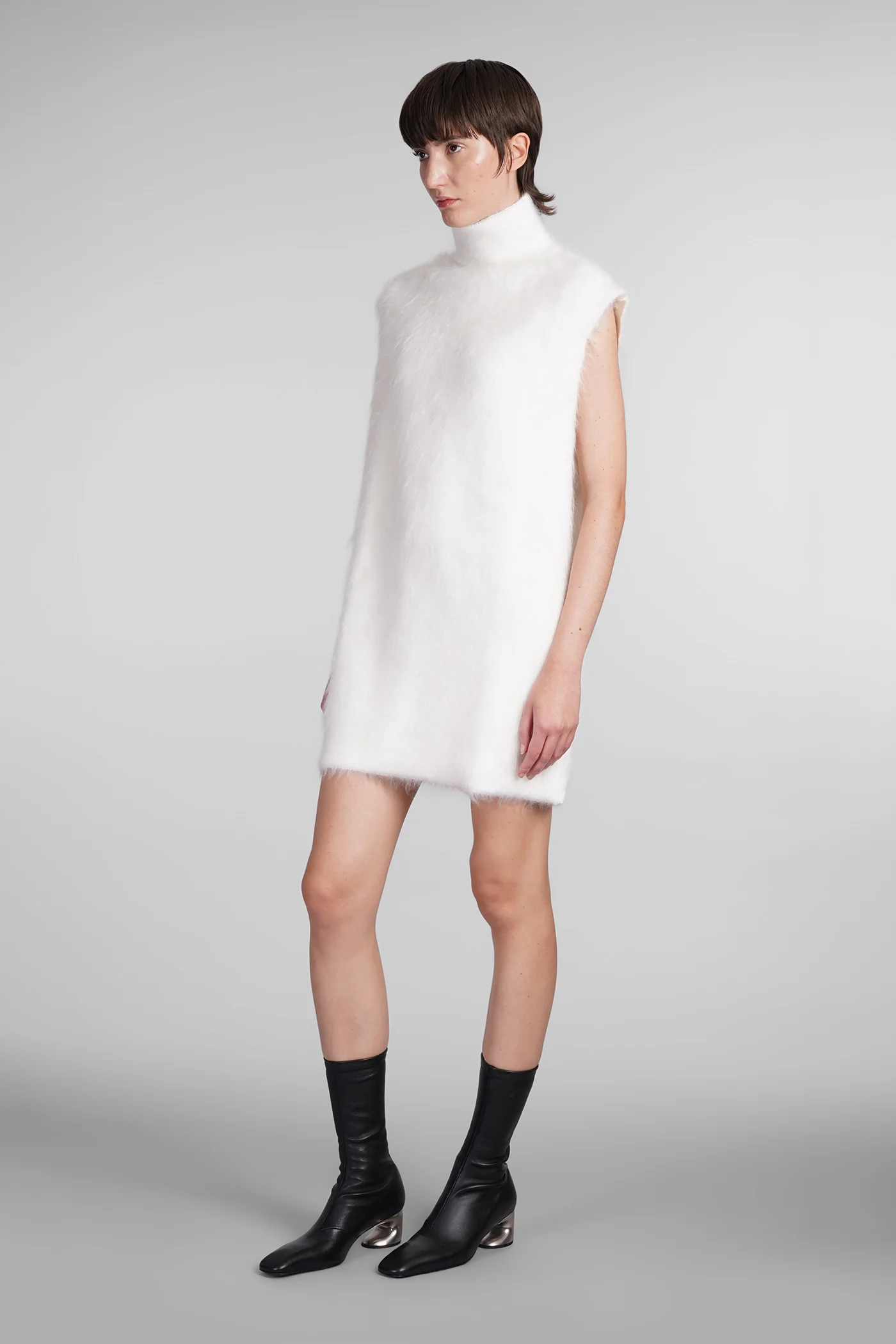Dress woman in beige Mohair - Image 4