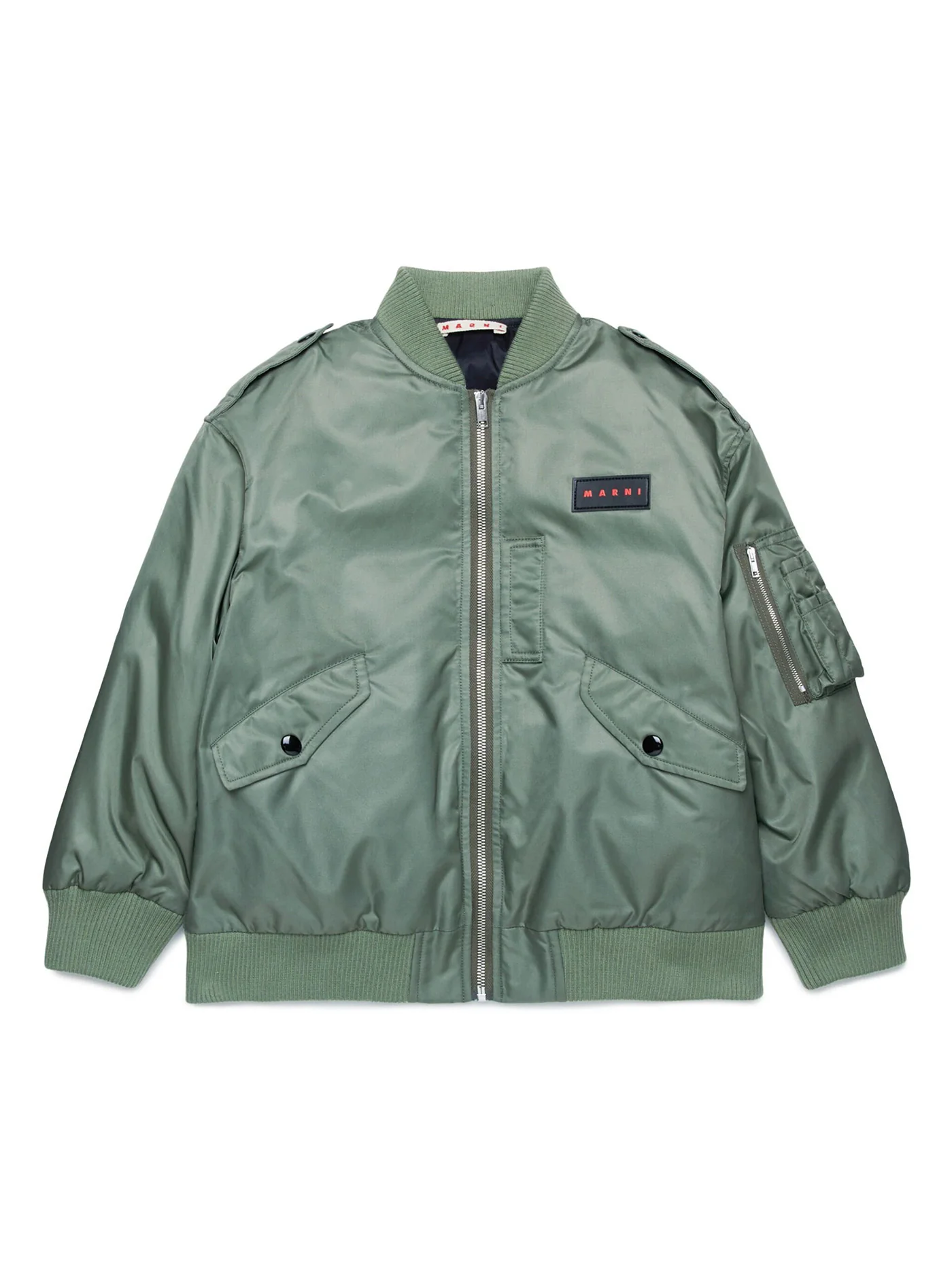 Bomber Jacket in green polyamide