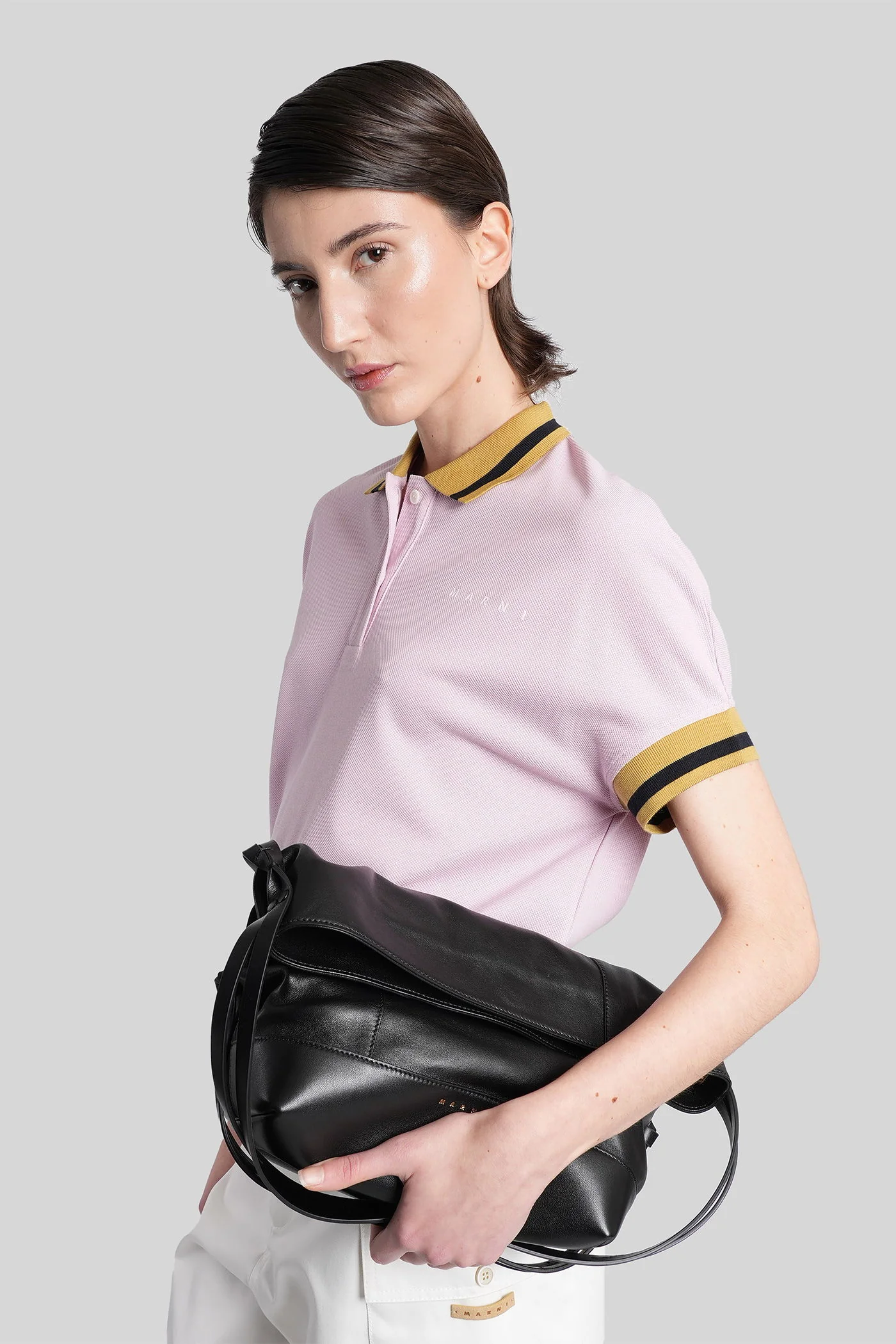 Polo in rose-pink cotton - Image 2
