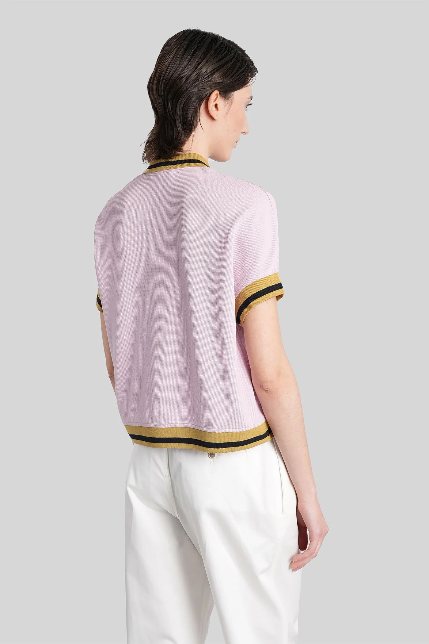 Polo in rose-pink cotton - Image 3