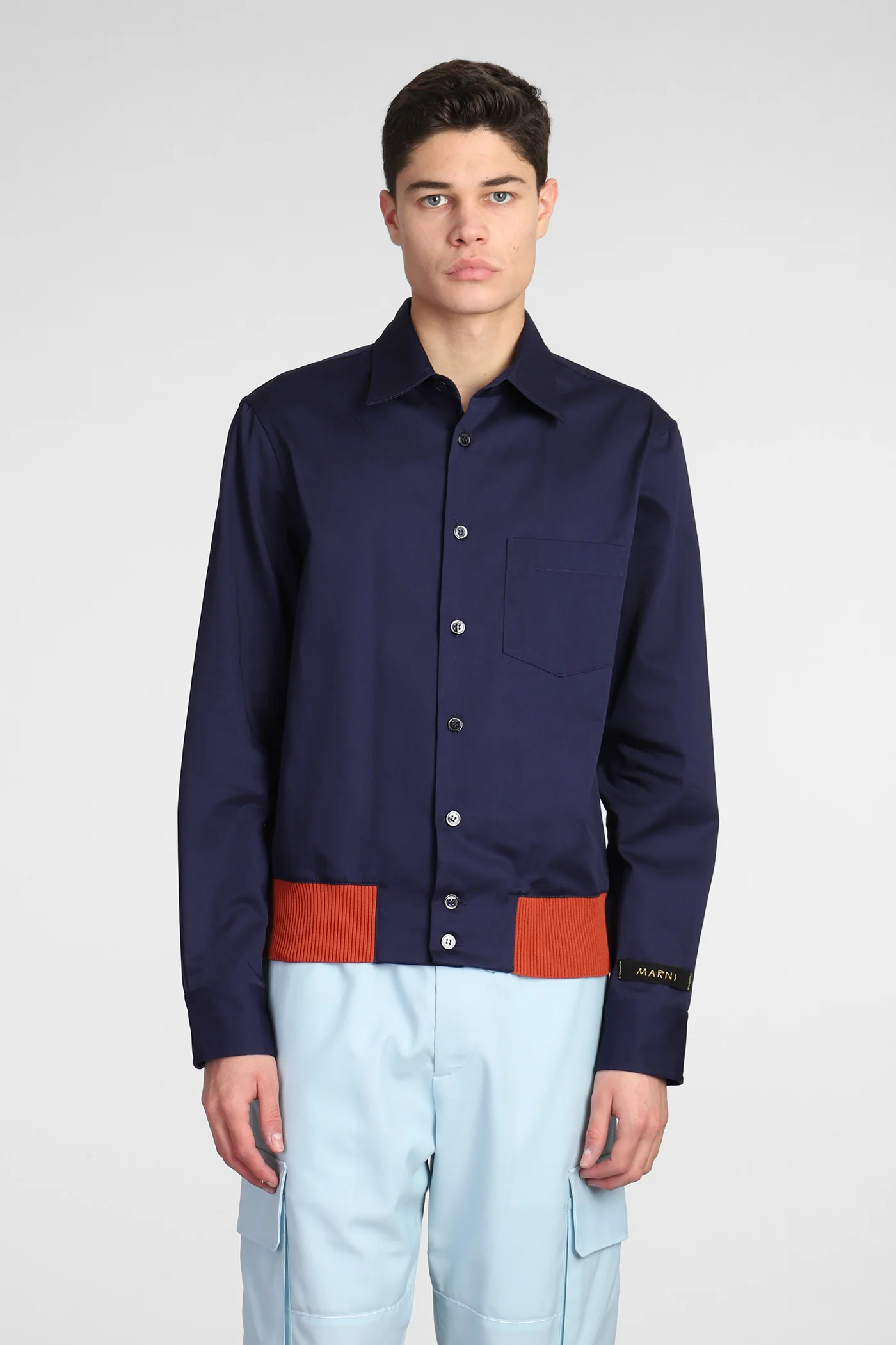 Shirt in blue cotton