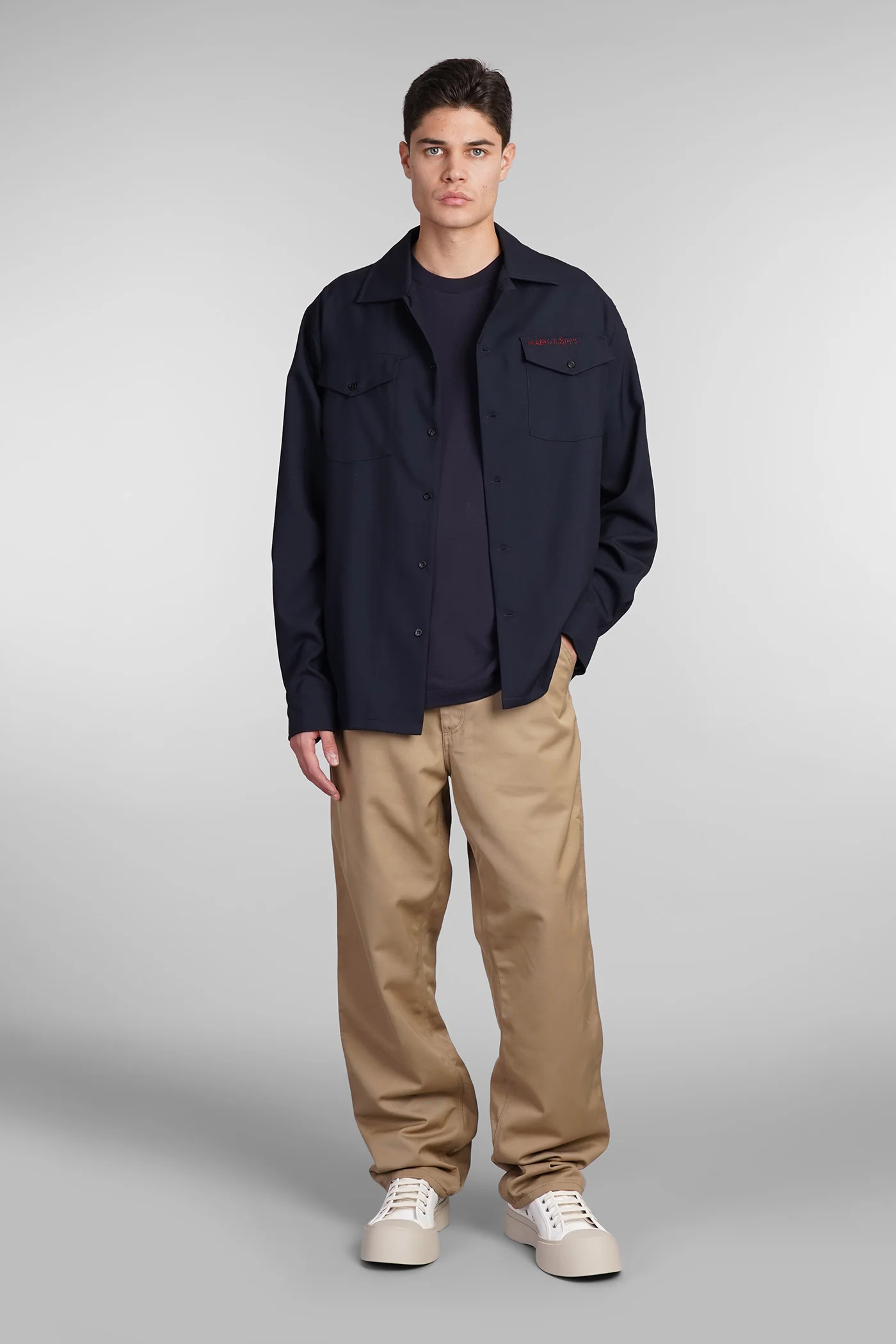 Shirt in blue wool - Image 2