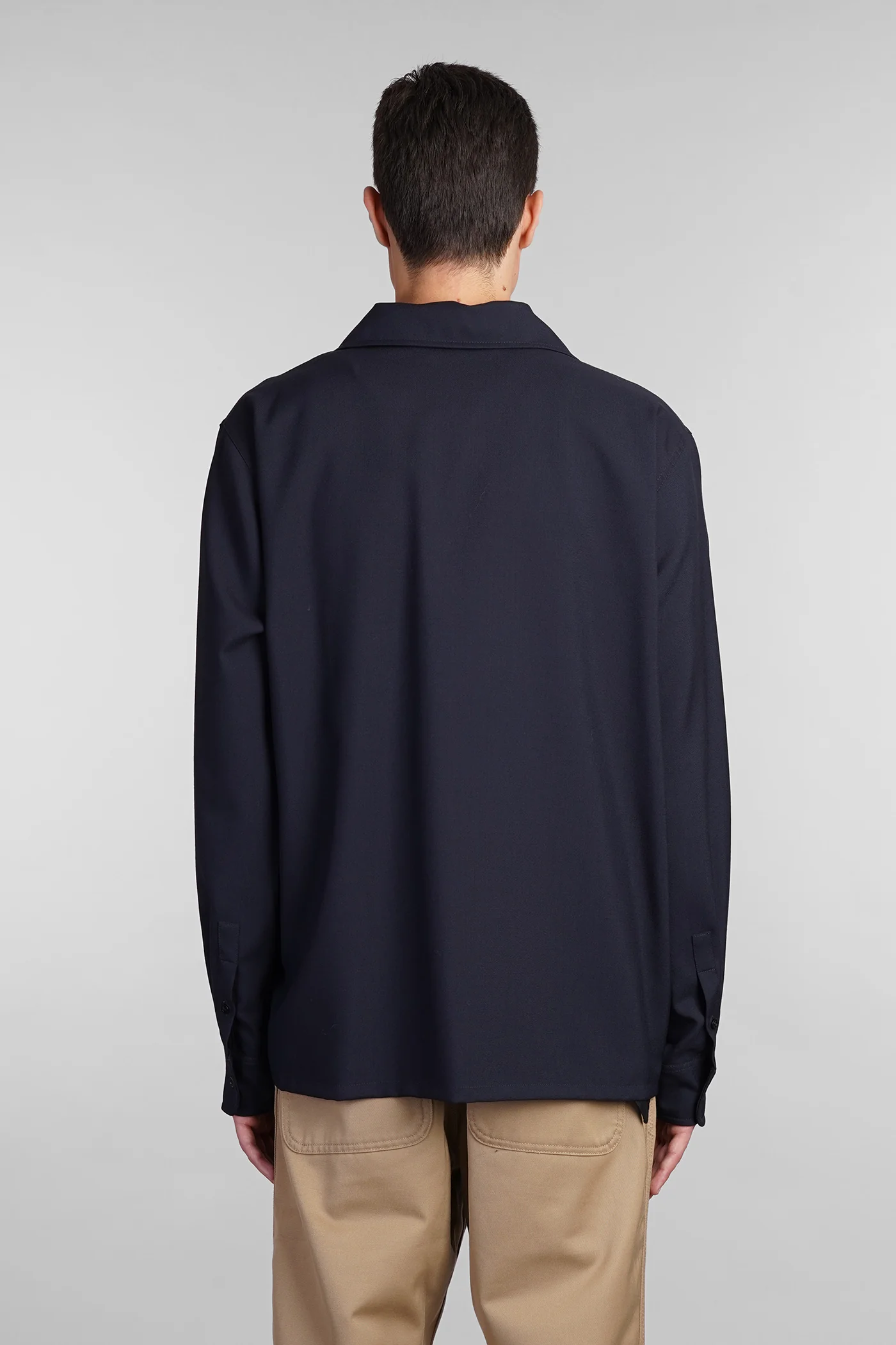 Shirt in blue wool - Image 3