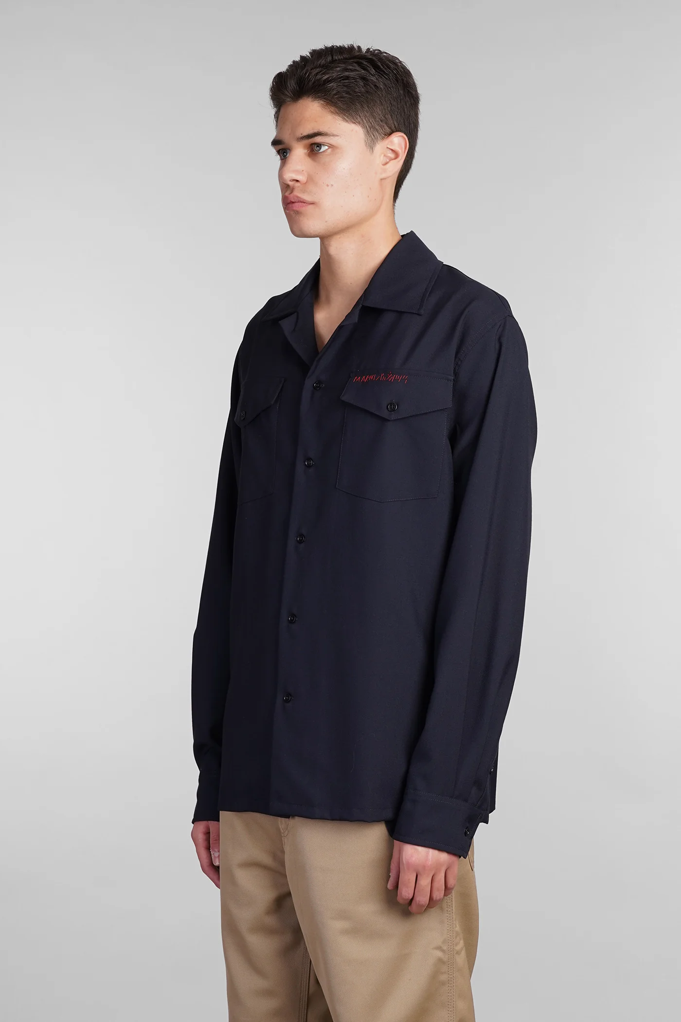 Shirt in blue wool - Image 4