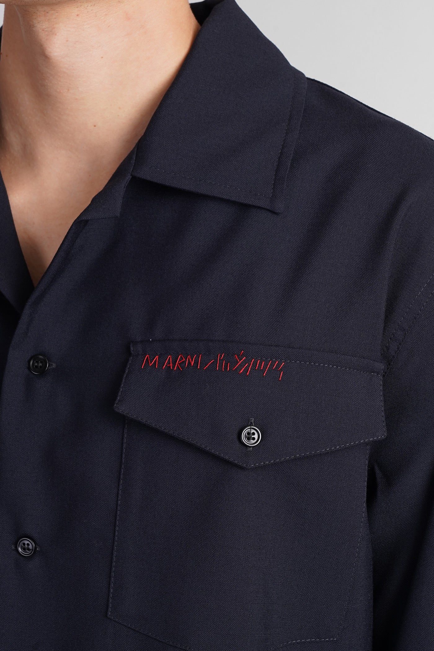 Shirt in blue wool - Image 5