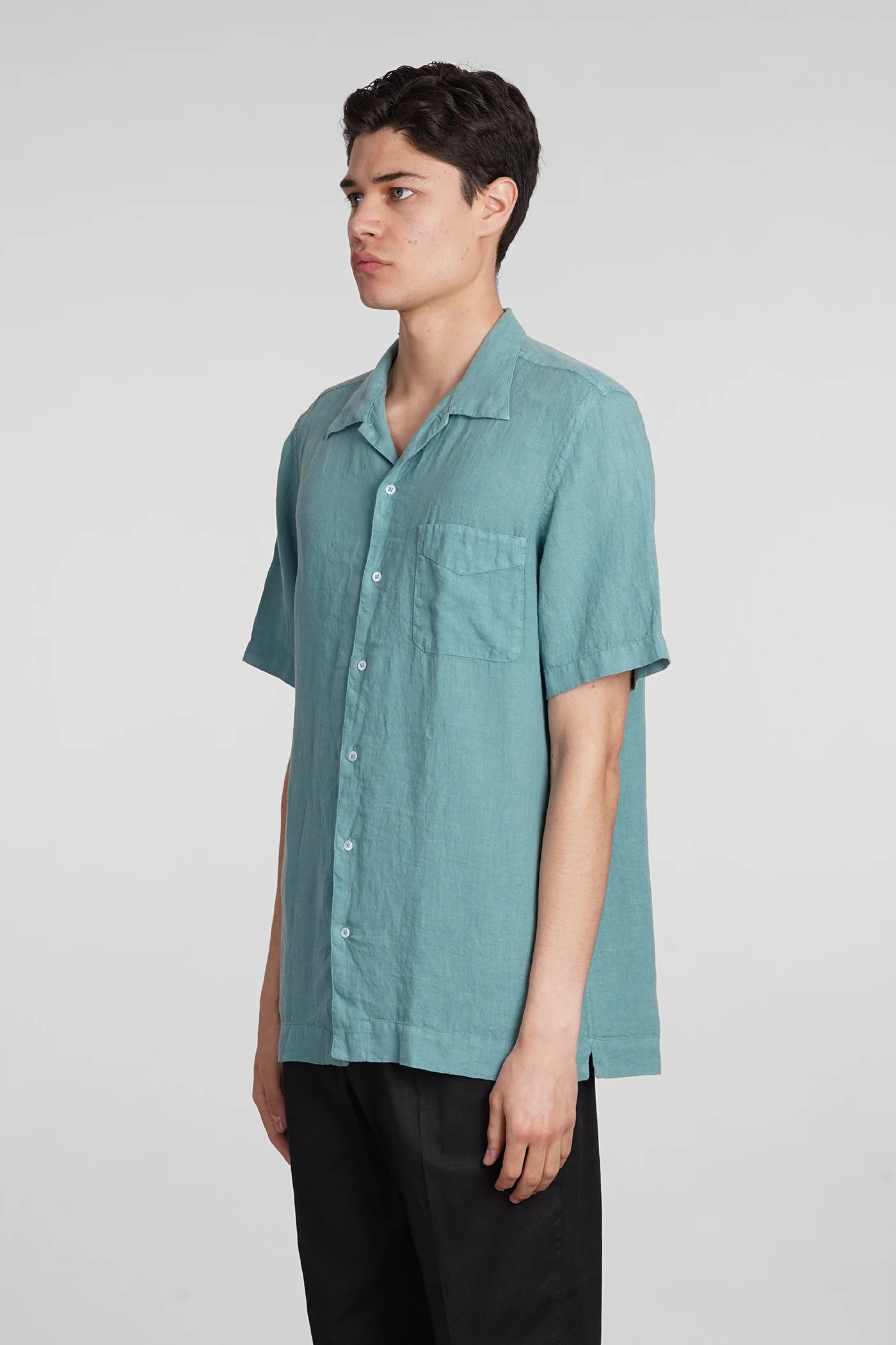 Venice Shirt in green linen - Image 4
