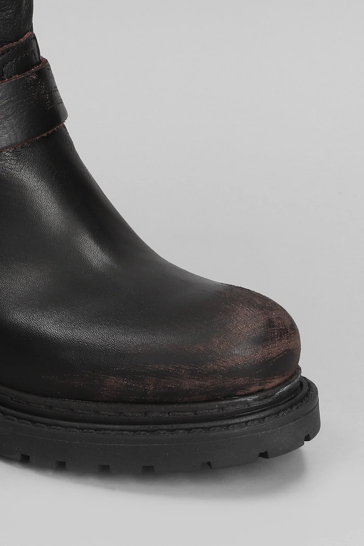 low heels boots in dark brown leather - Image 5
