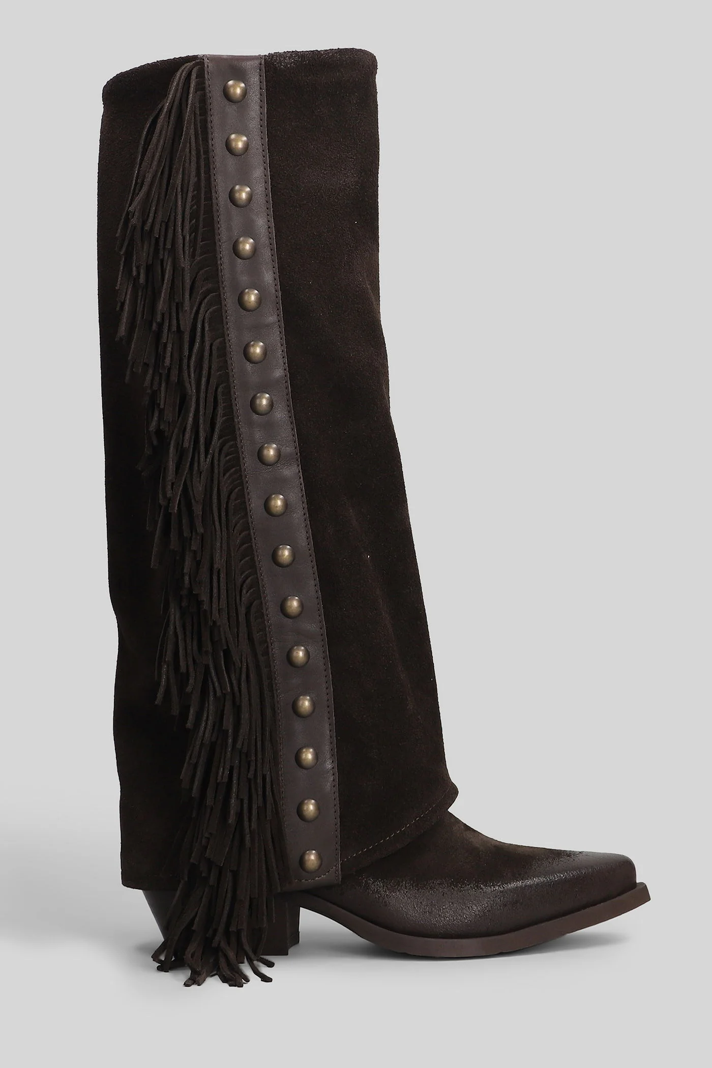 texan boots in dark brown suede