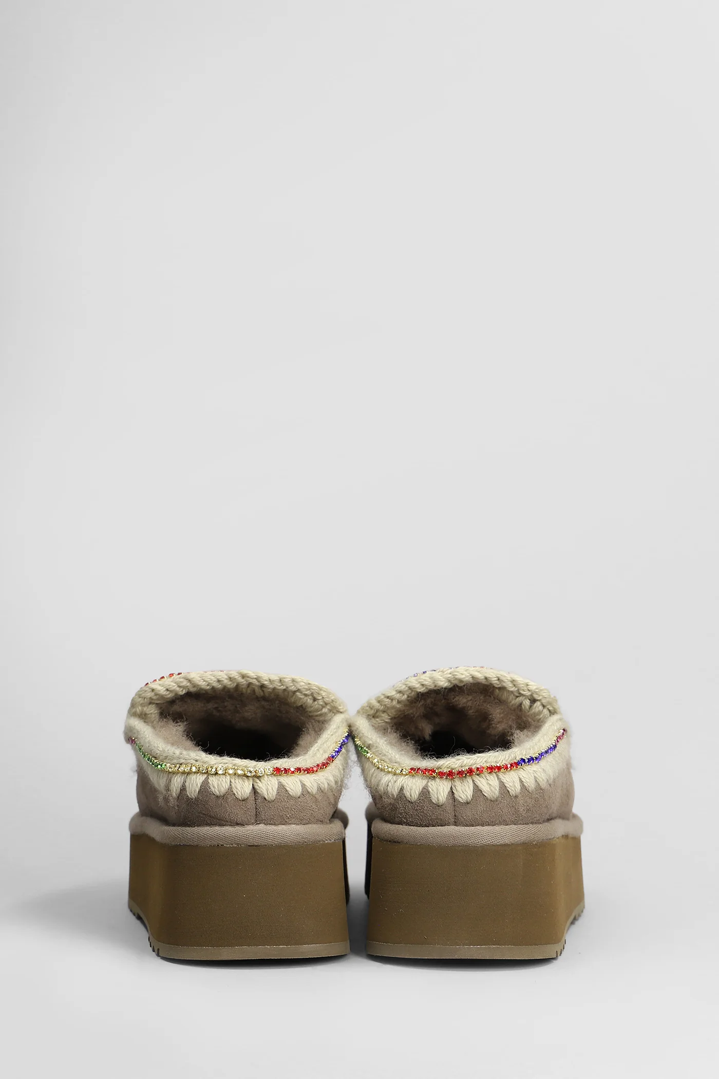 Clog eskimo platform Slipper-Mule in grey suede - Image 4