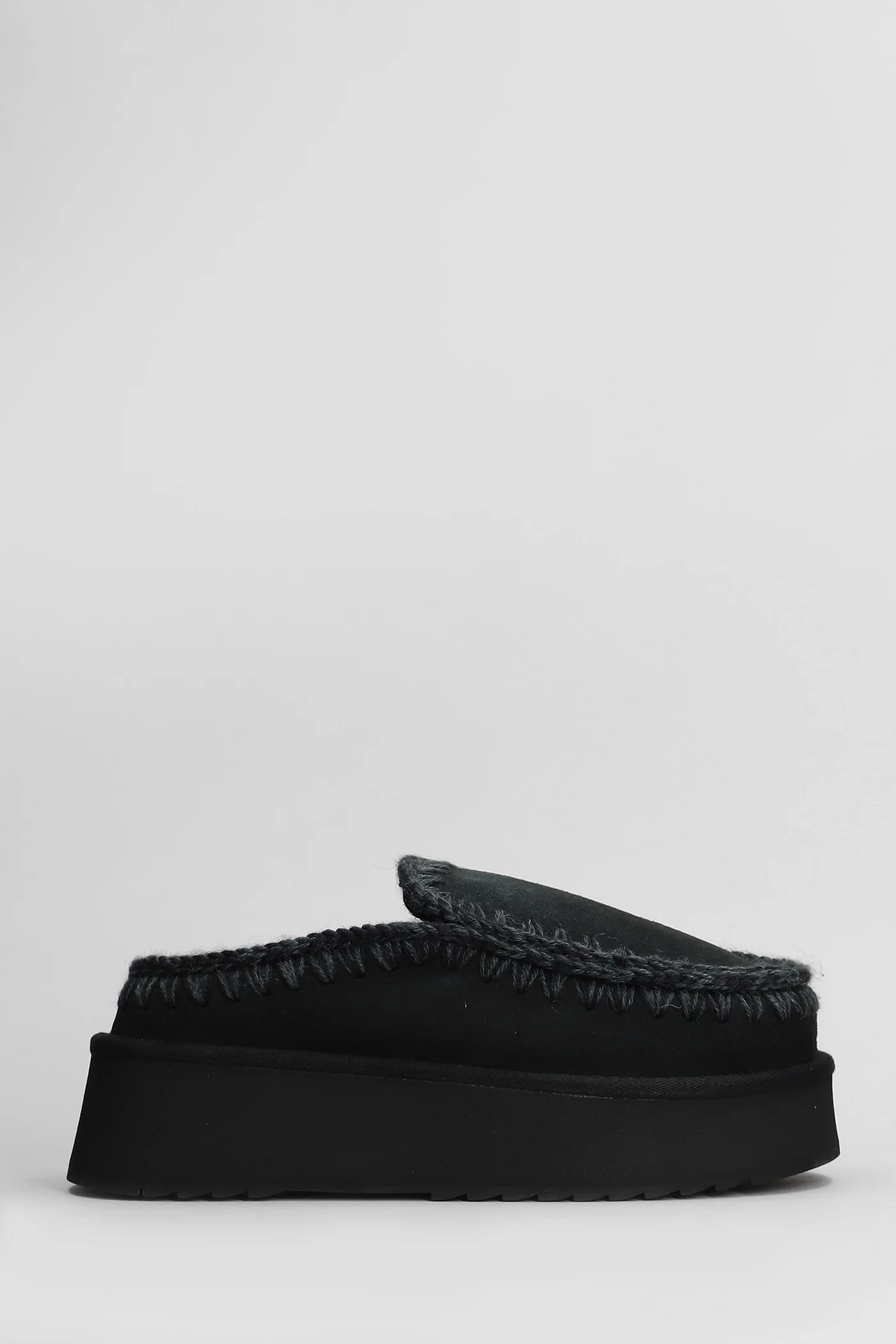 Eskimo platform Slipper-Mule in black suede