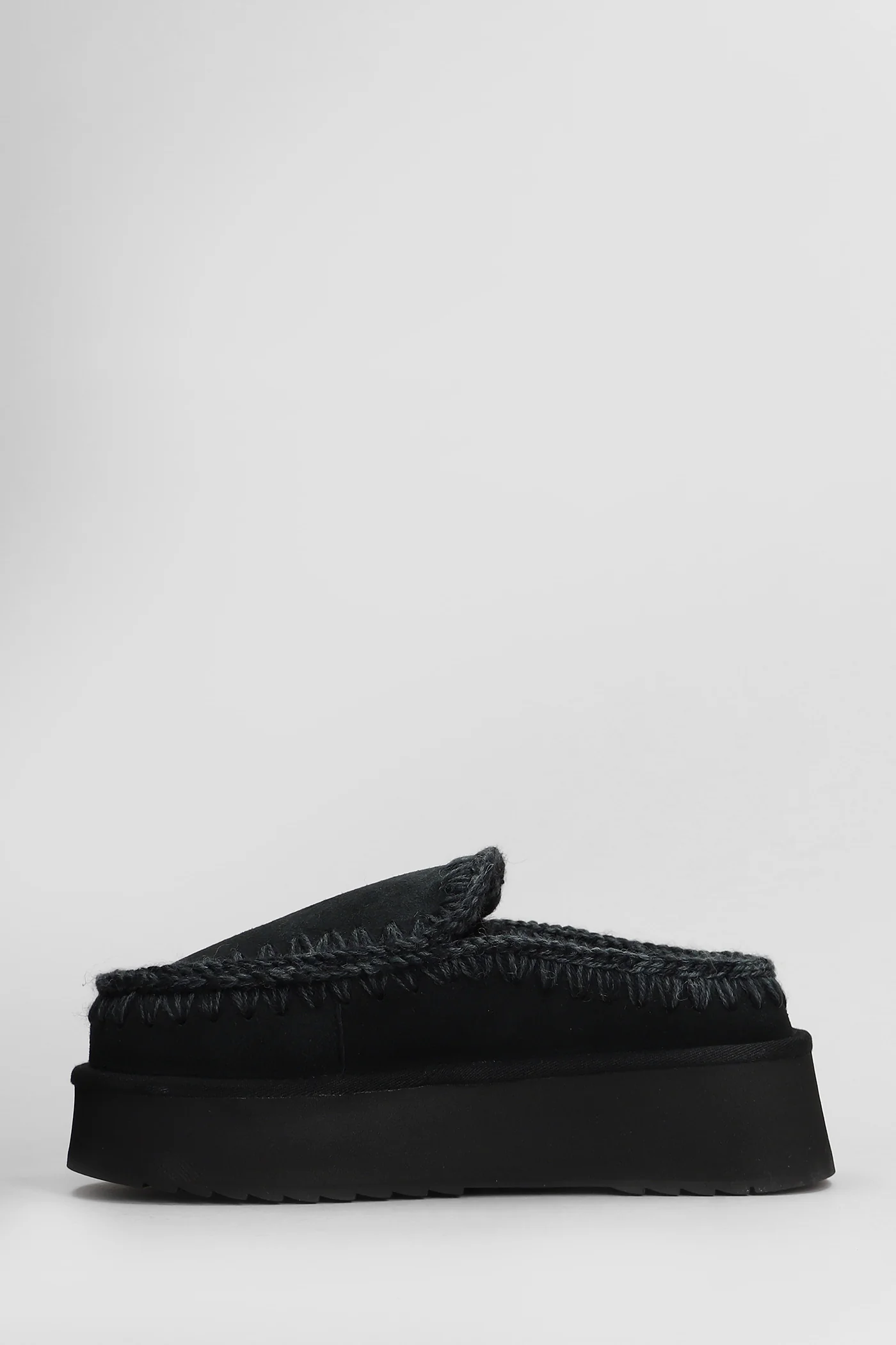 Eskimo platform Slipper-Mule in black suede - Image 3