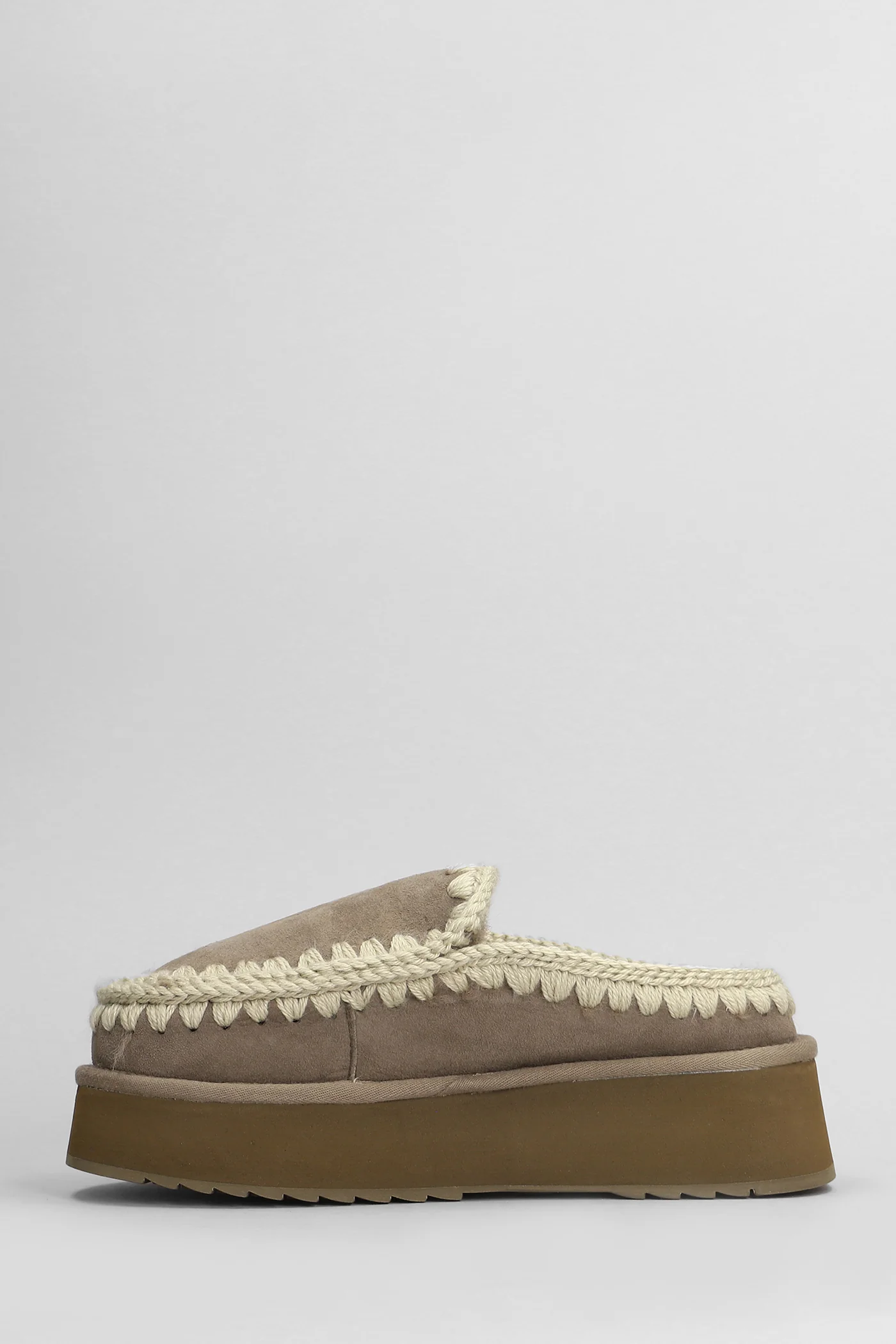 Eskimo platform Slipper-Mule in grey suede - Image 3