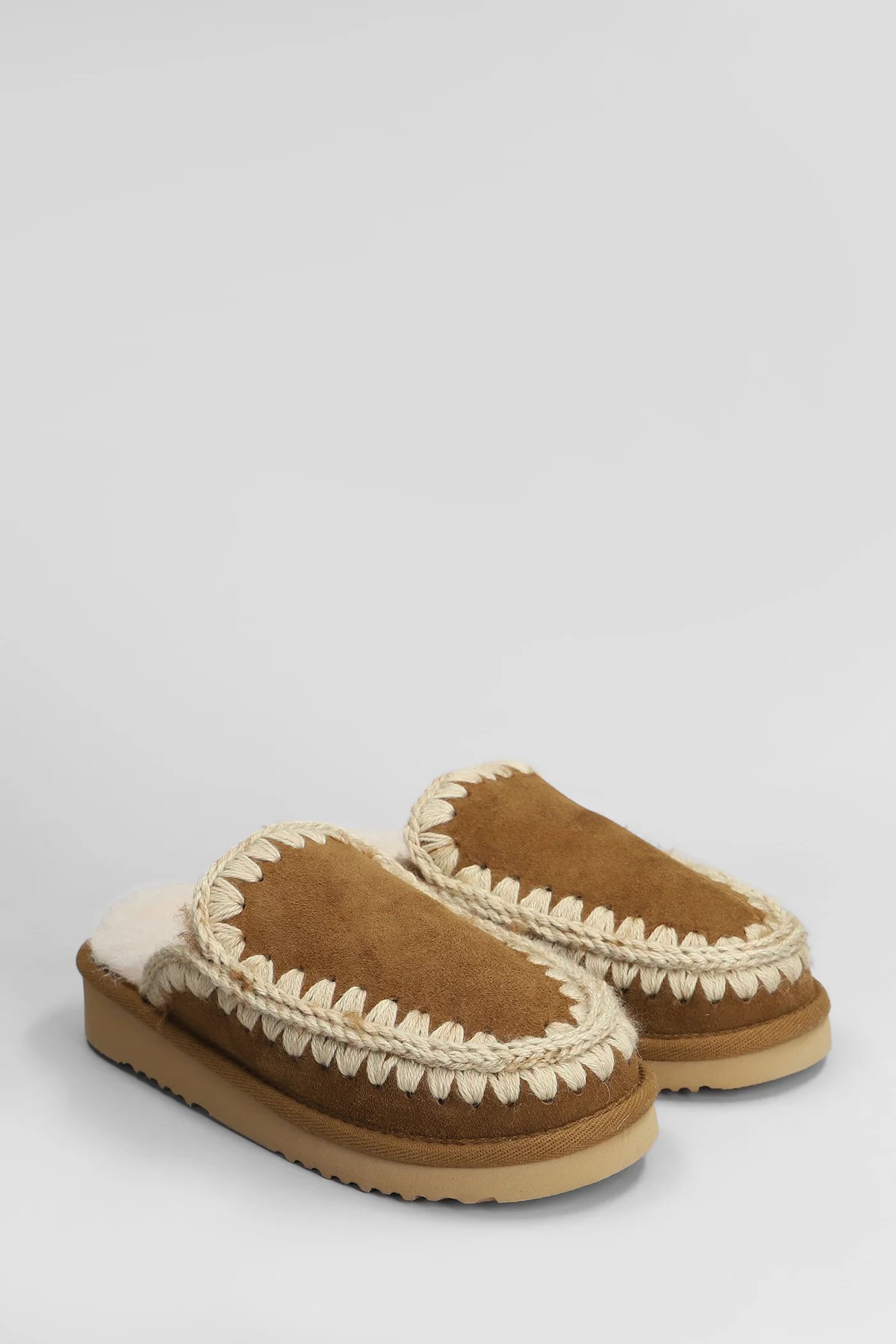 Eskimo stitching Slipper-Mule in brown suede - Image 2