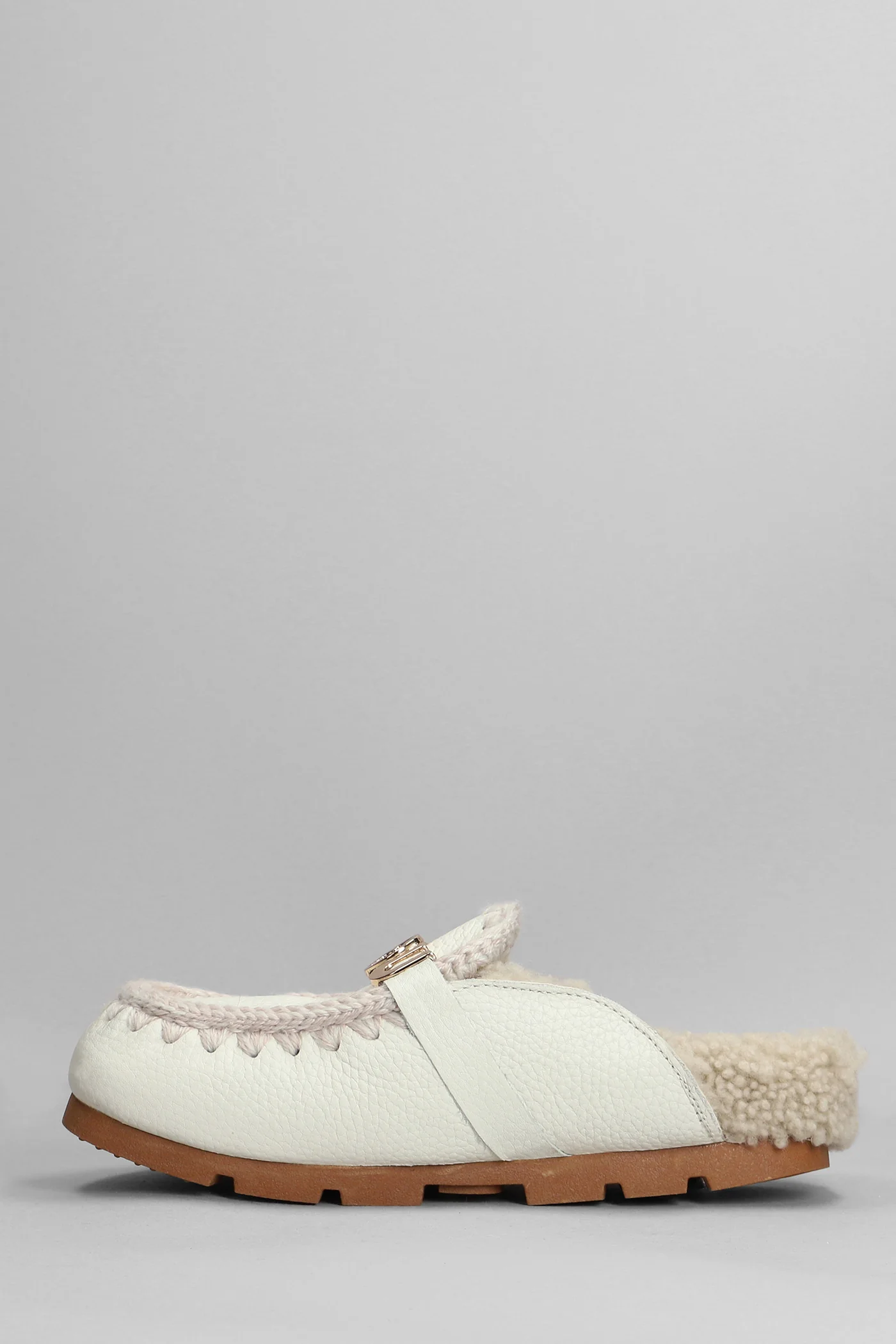 Winter Bio Slipper-Mule in white leather - Image 3