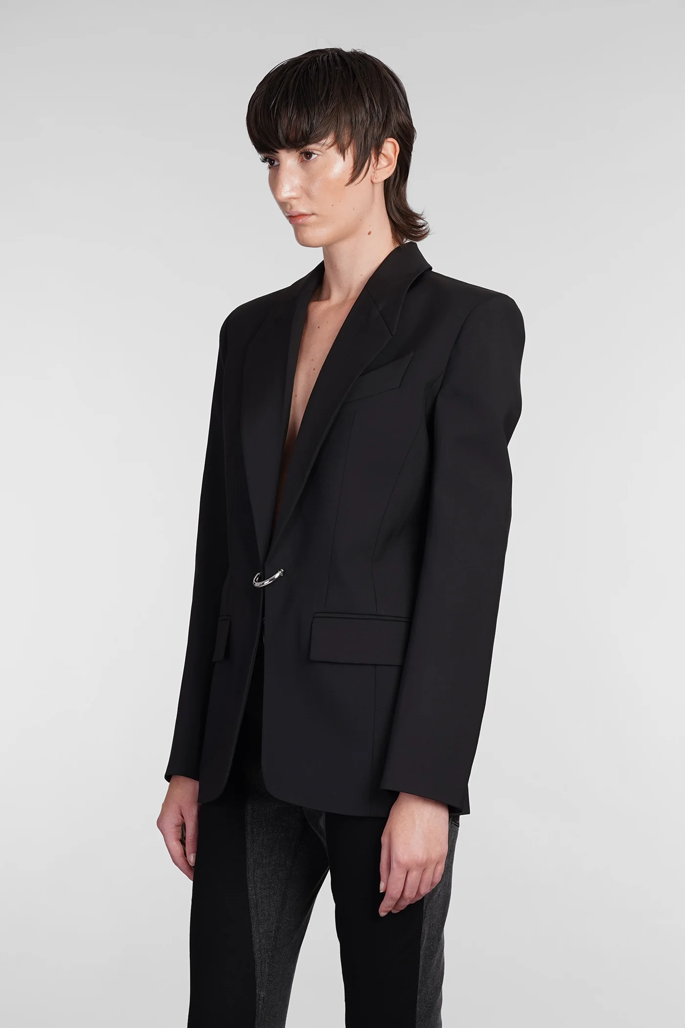 Blazer in black wool - Image 4