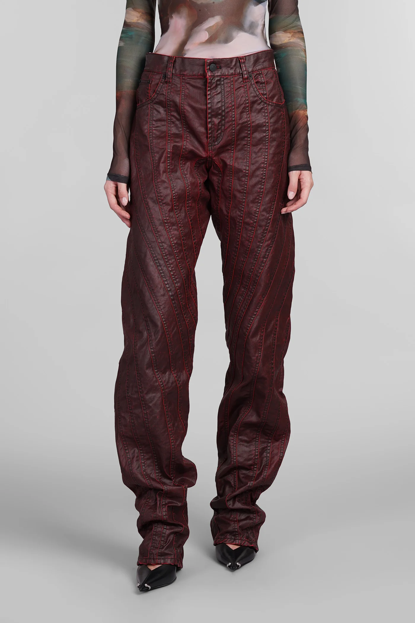 Jeans in bordeaux cotton