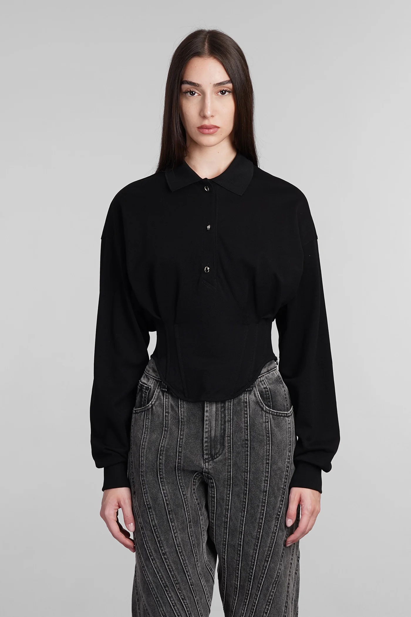Topwear in black cotton