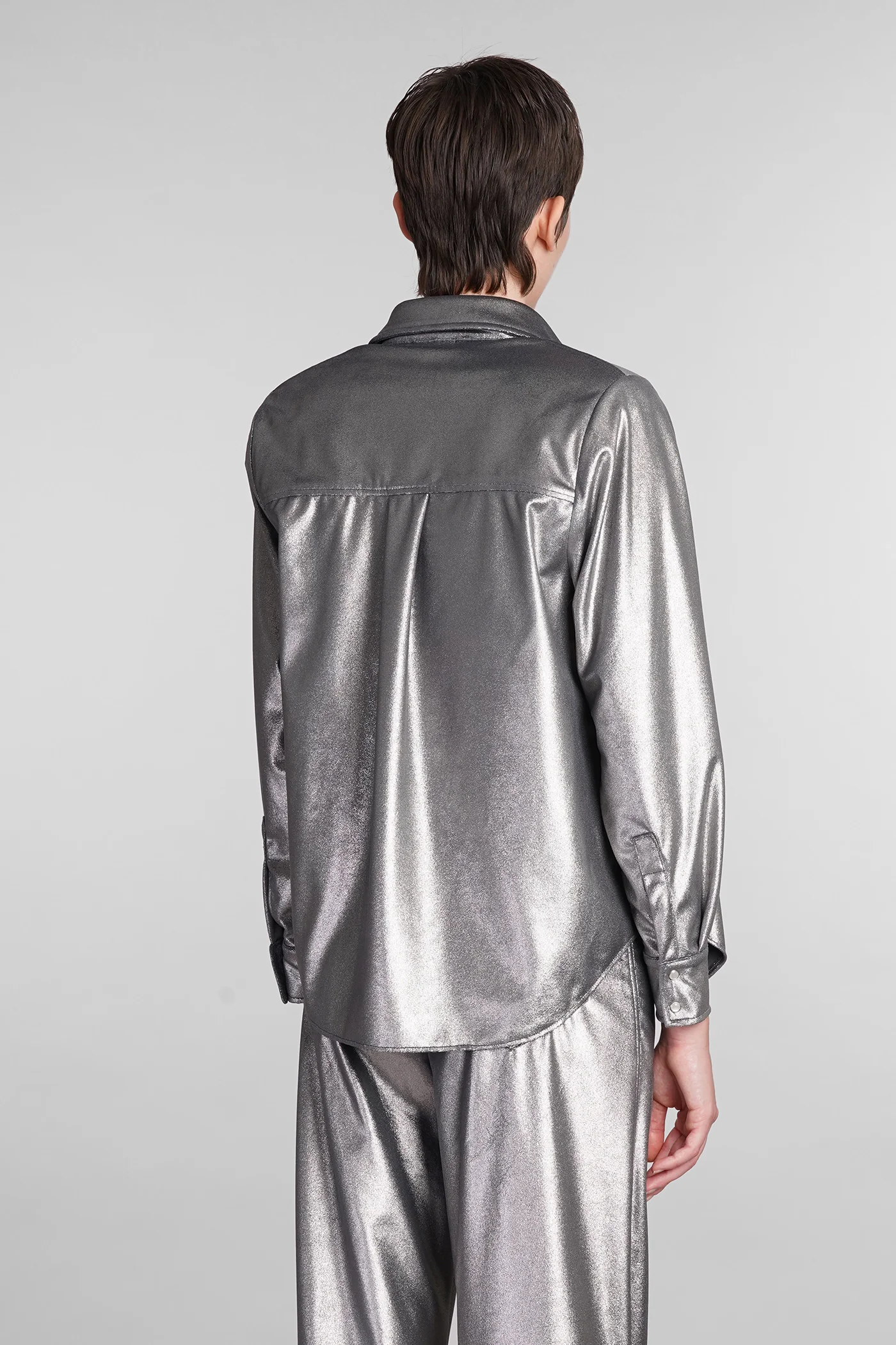 Pegaso Shirt in silver polyester - Image 3
