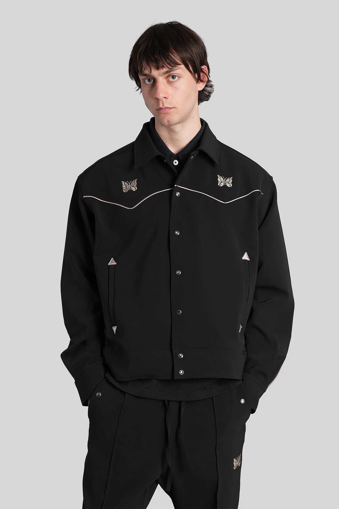 Casual jacket in black polyester