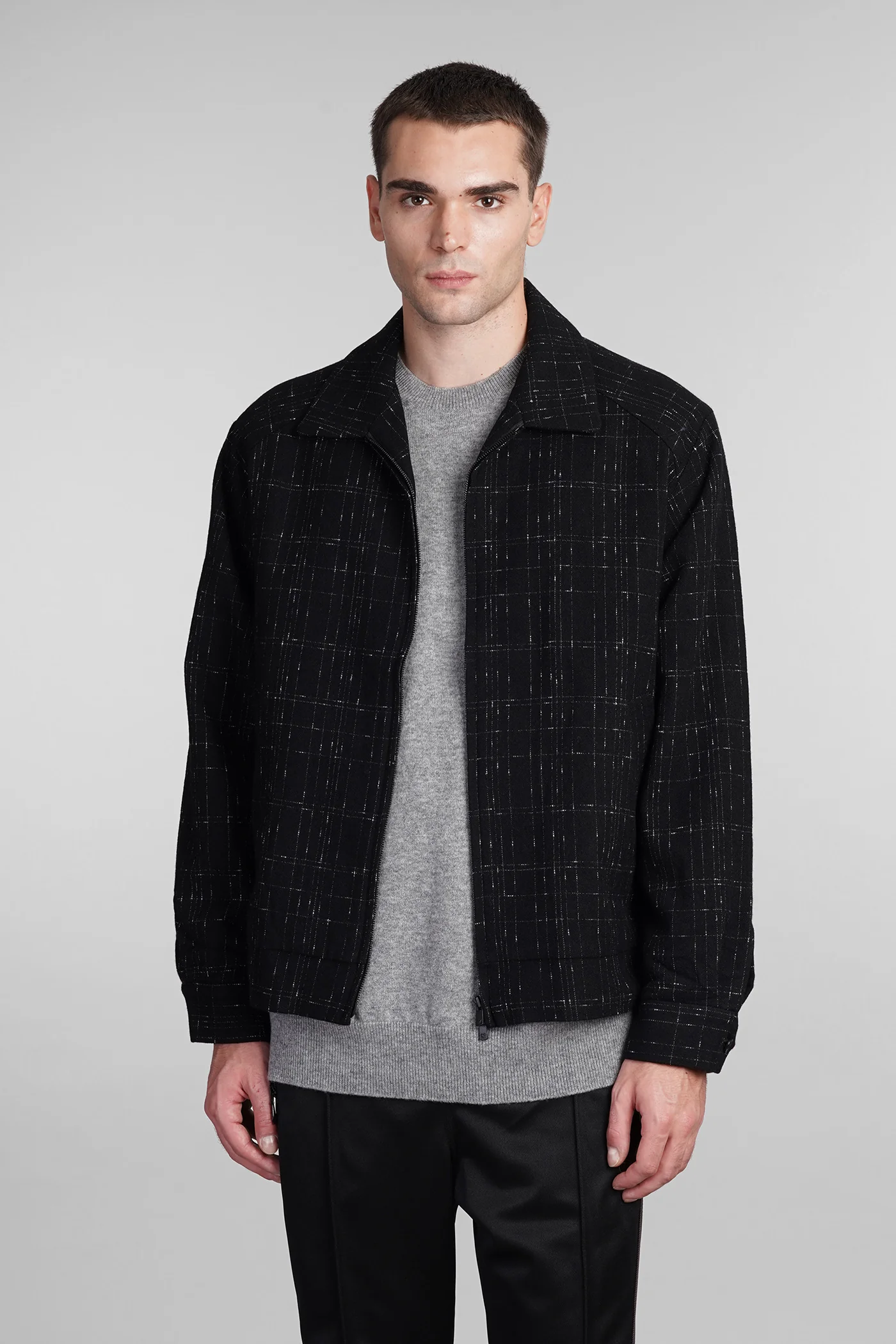 Casual jacket in black wool