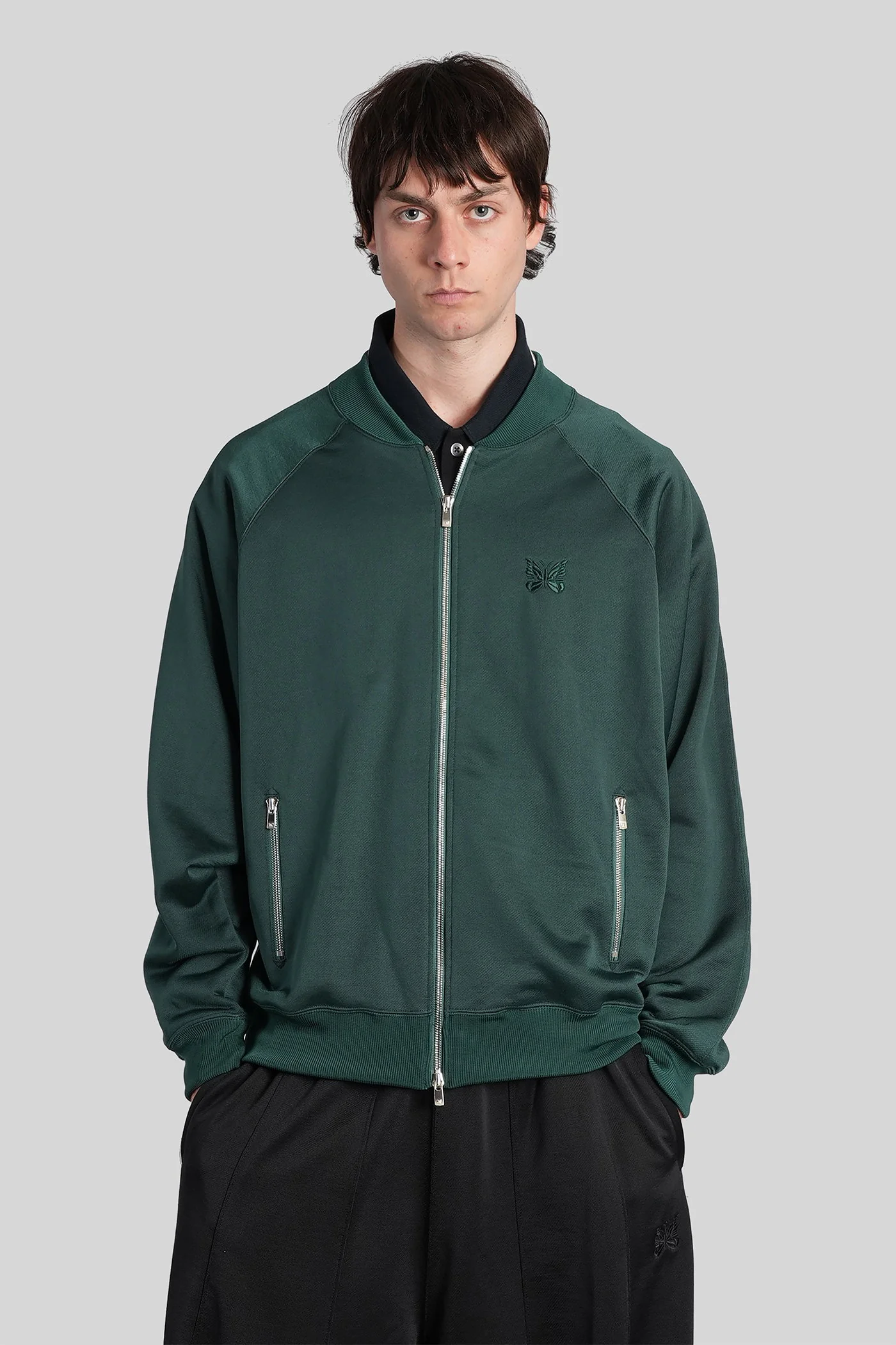 Casual jacket in green polyester