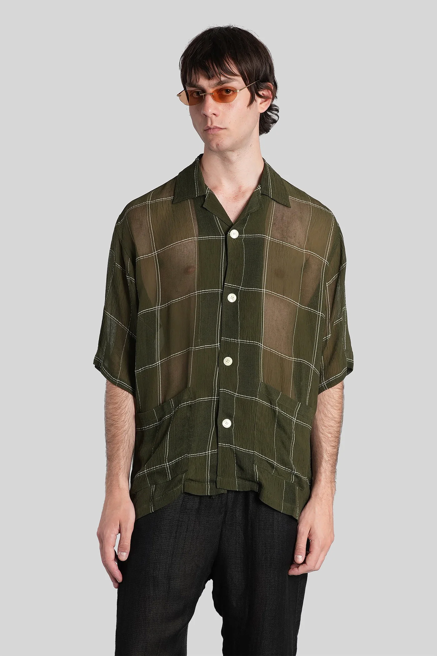 Shirt in green polyamide polyester