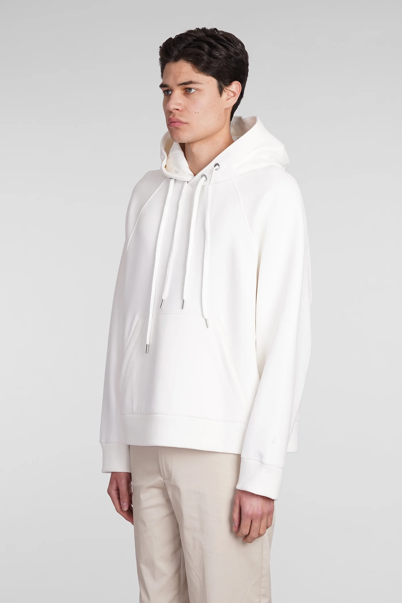 Easy raglan string Sweatshirt in white cotton - Image 4